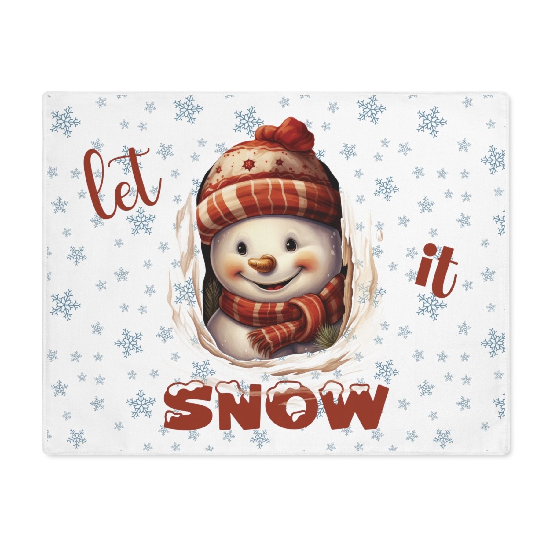 White Placemat 1pc Snowflakes Snowman with text Let it Snow | Janlyn's Crafts