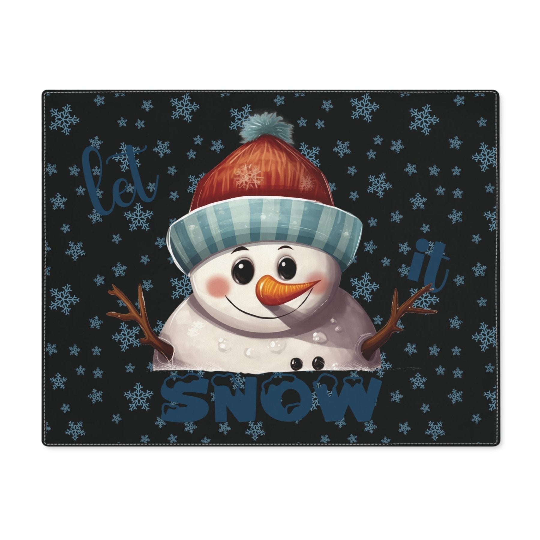 Black Placemat 1pc Snowflakes Snowman with text Let it Snow | Janlyn's Crafts