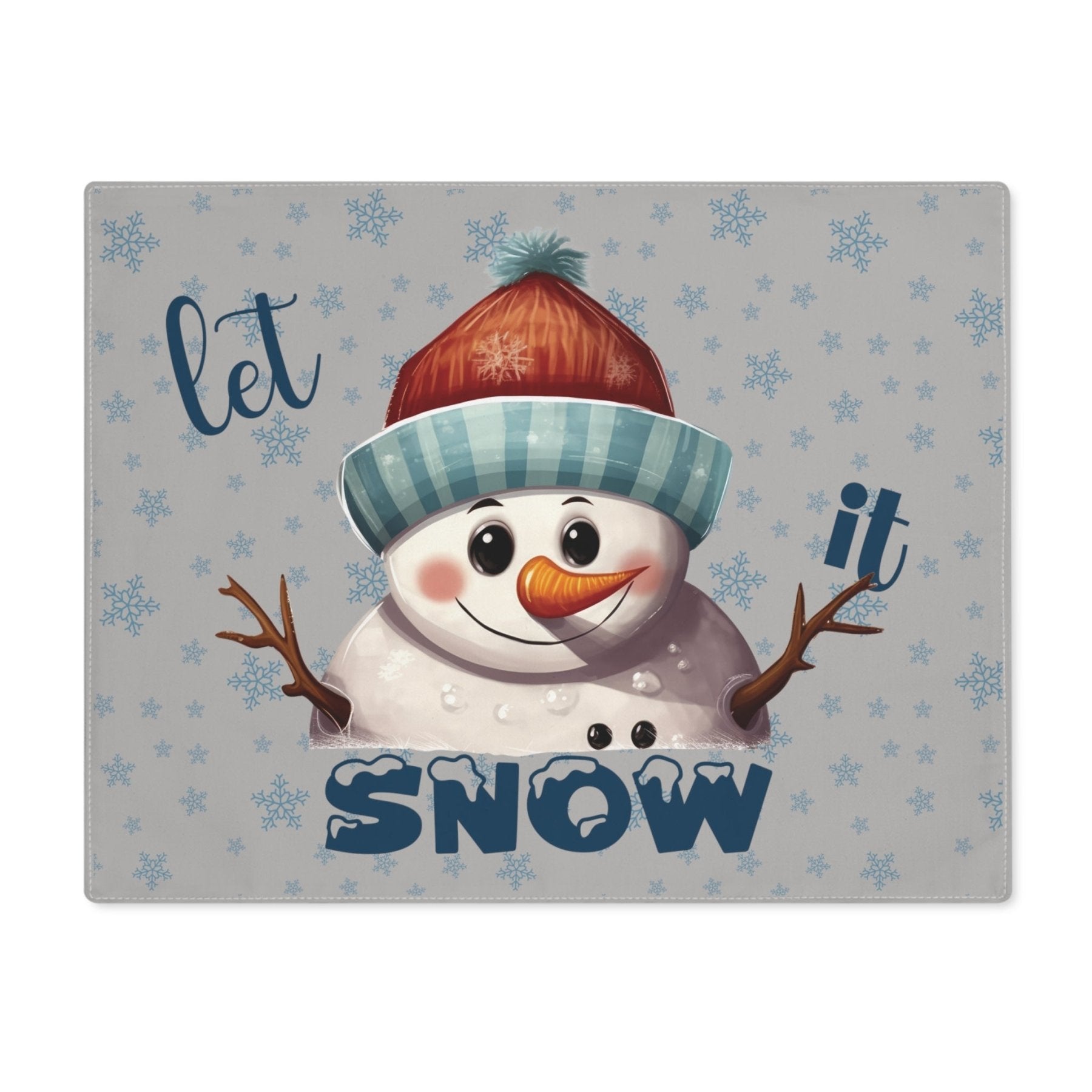 Light Gray Placemat 1pc Snowflakes Snowman with text Let it Snow | Janlyn's Crafts