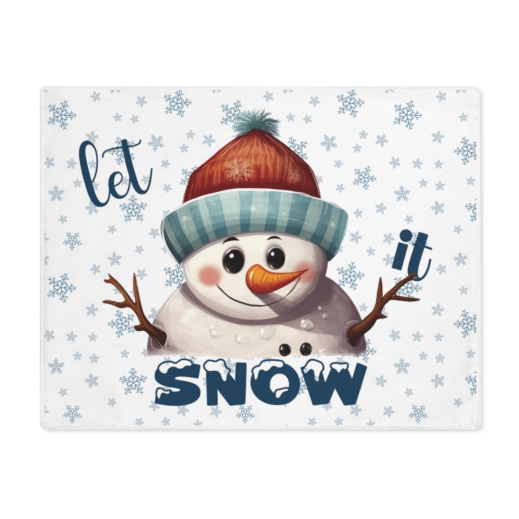 White Placemat 1pc Snowflakes Snowman with text Let it Snow | Janlyn's Crafts