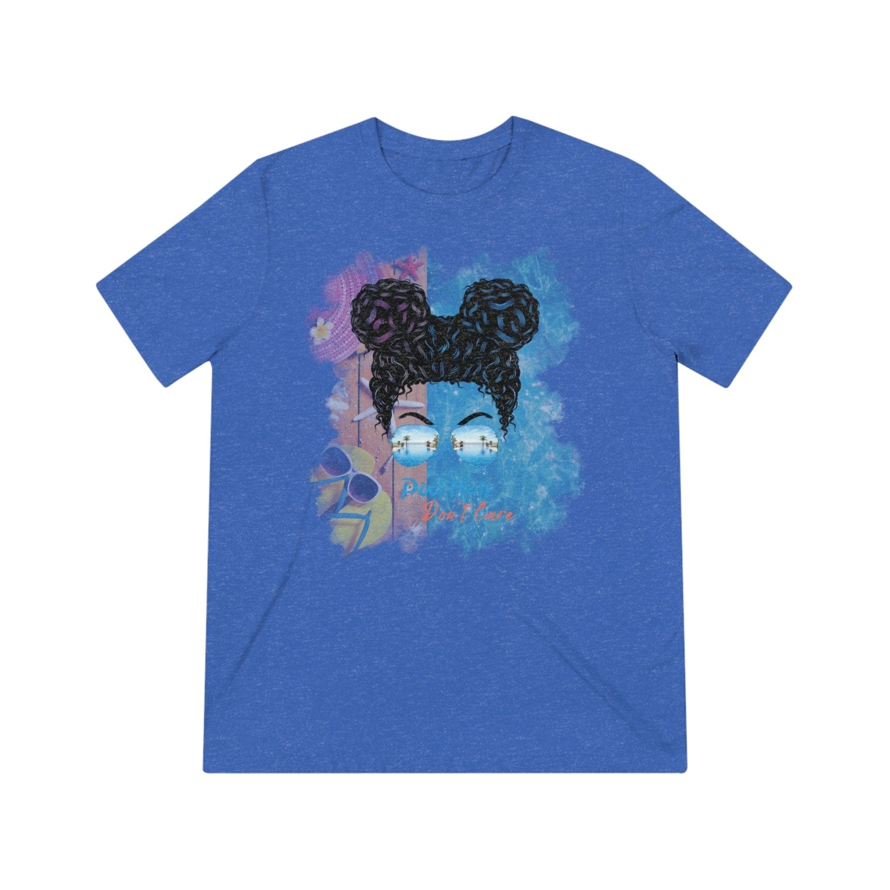 Pool Hair Don't Care, Black Hair Messy Bun, Pool Scene, Unisex Triblend T - Shirt - Janlyn's Crafts