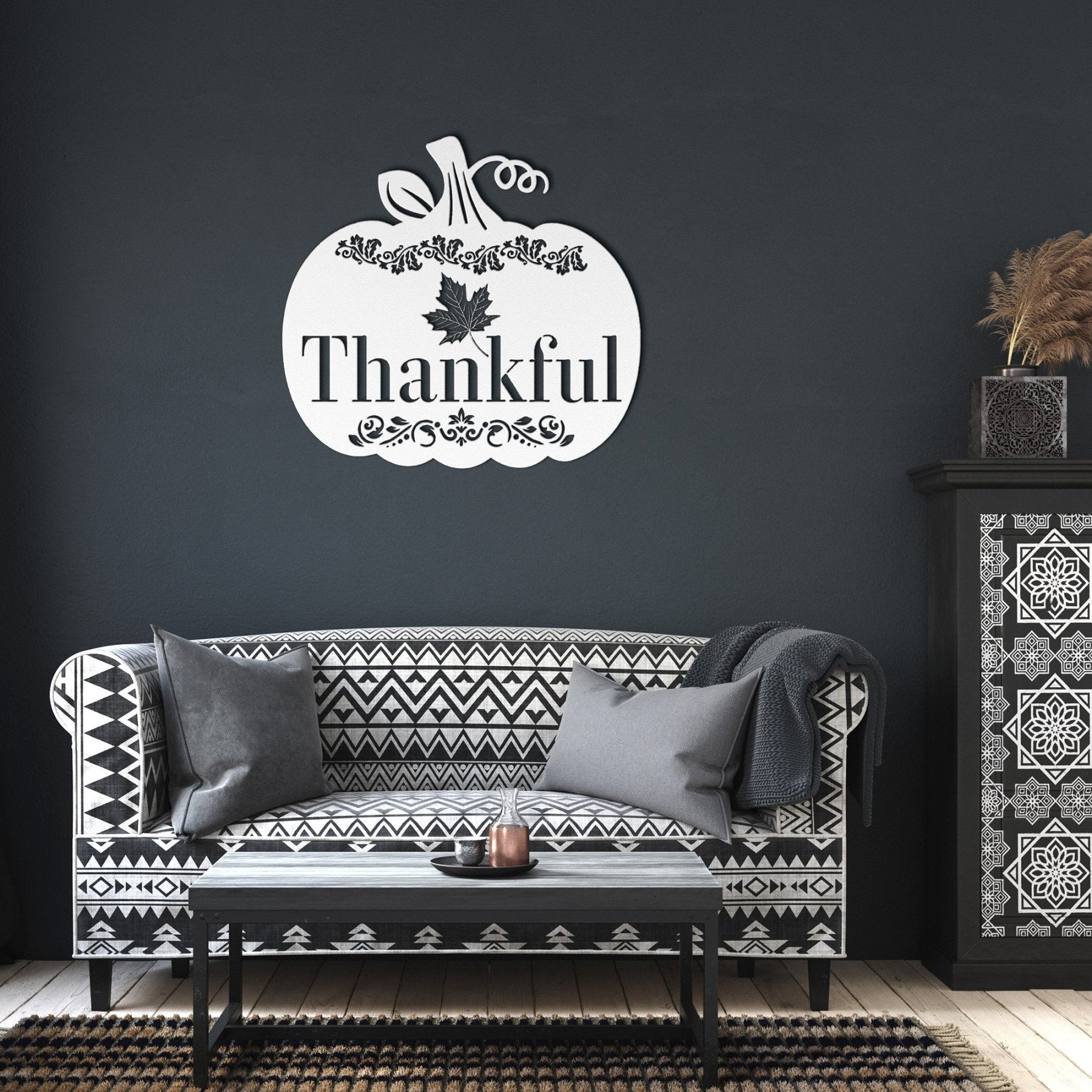 Pumpkin, Thankful, Metal Sign - Janlyn's Crafts