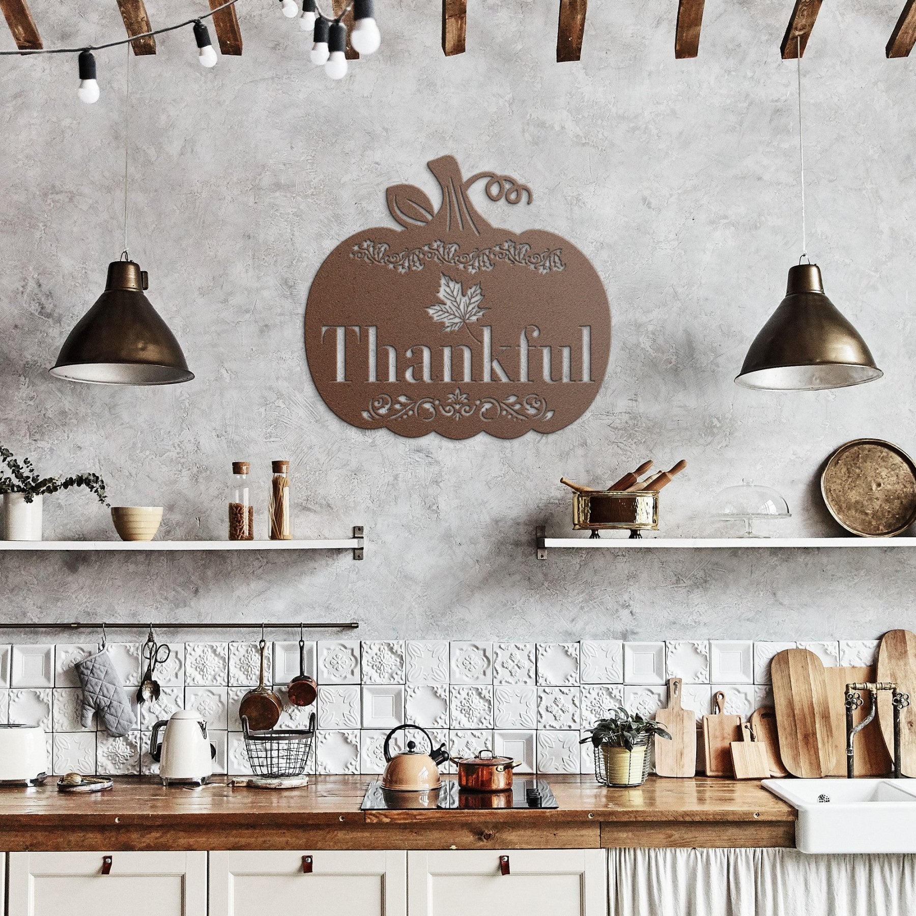 Pumpkin, Thankful, Metal Sign - Janlyn's Crafts