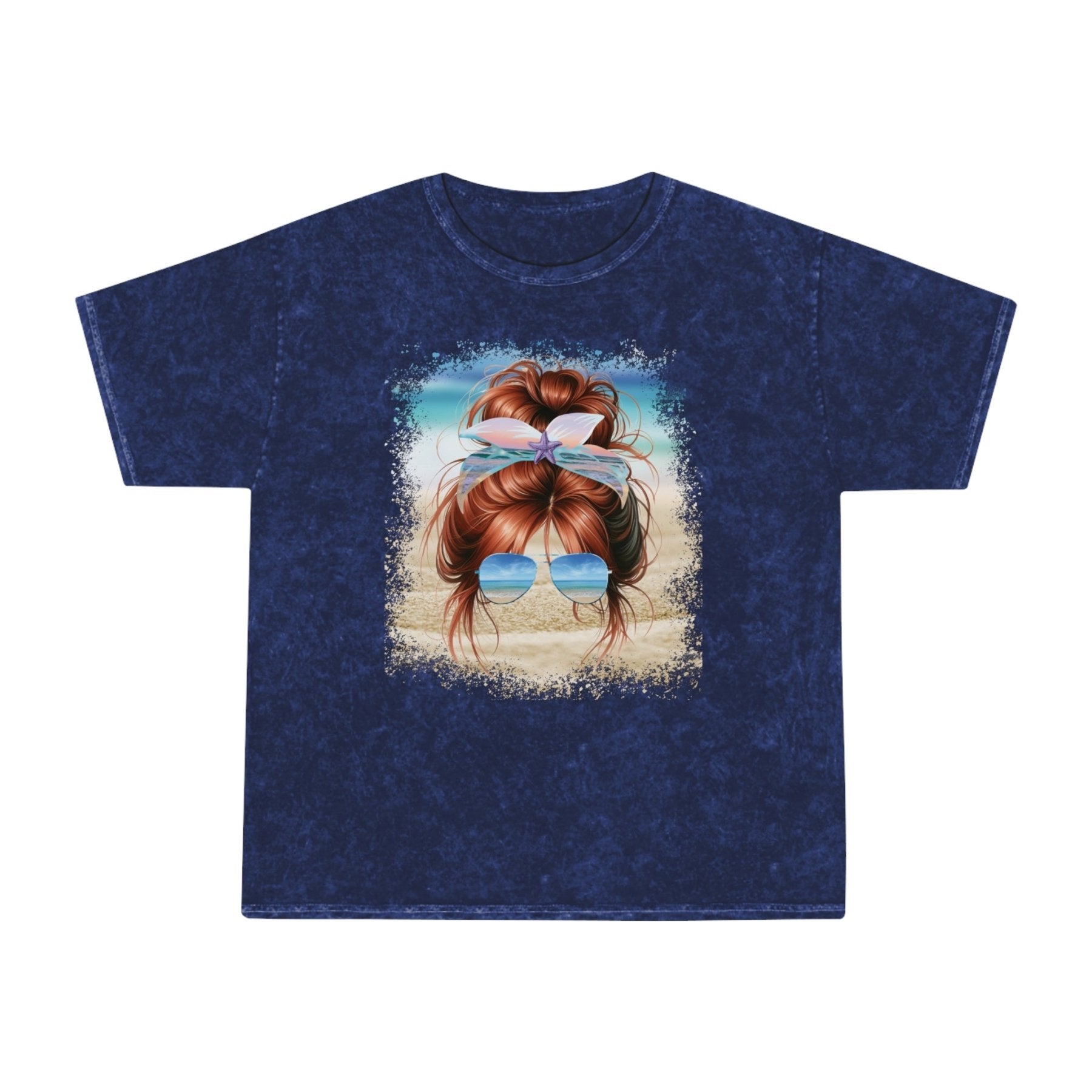 Red Hair Messy Bun, Unisex Mineral Wash T-Shirt - Janlyn's Crafts