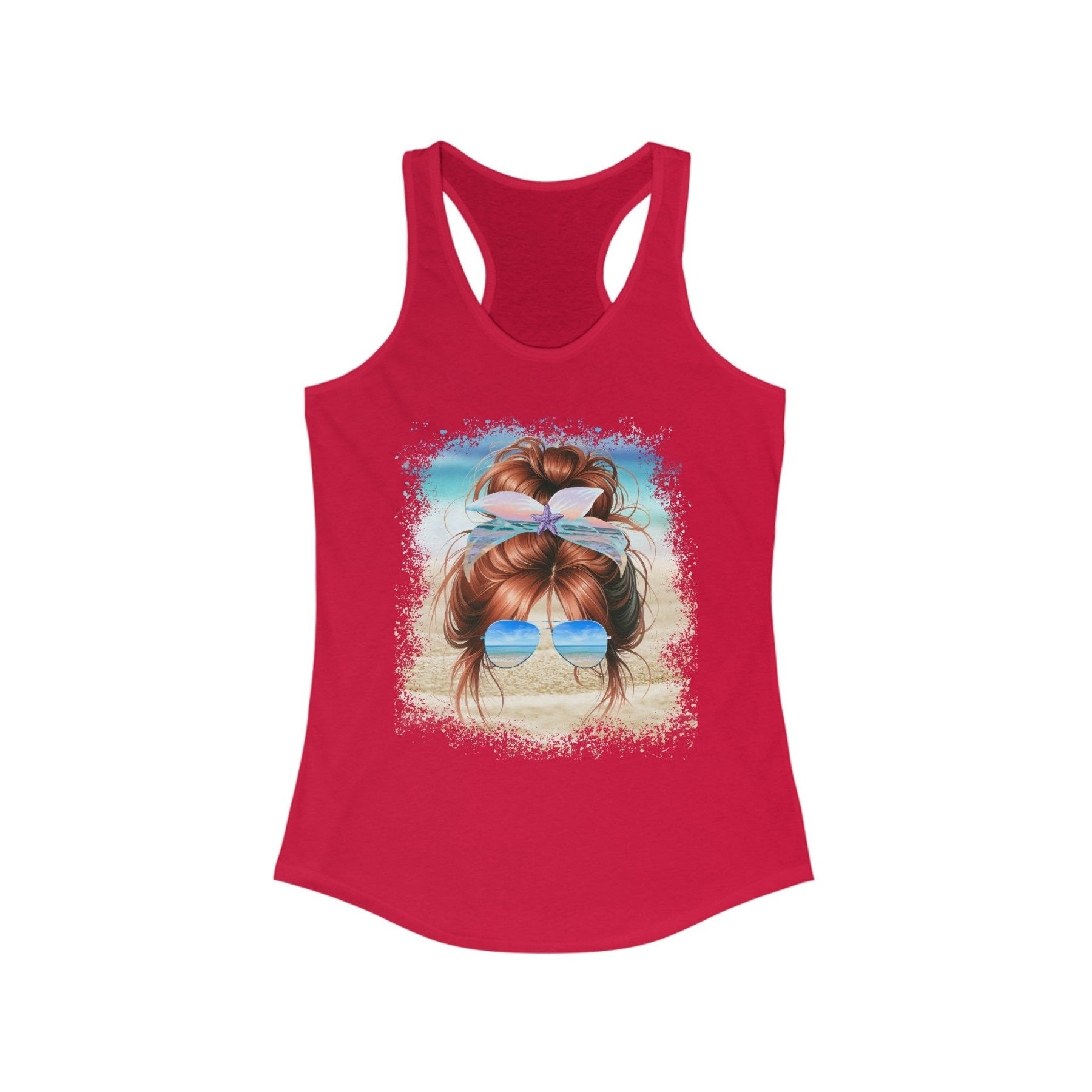 Red Hair Messy Bun, Women's Ideal Racerback Tank - Janlyn's Crafts