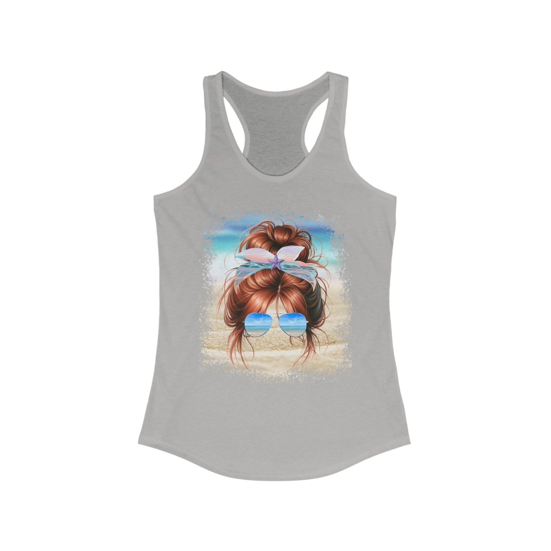 Red Hair Messy Bun, Women's Ideal Racerback Tank - Janlyn's Crafts