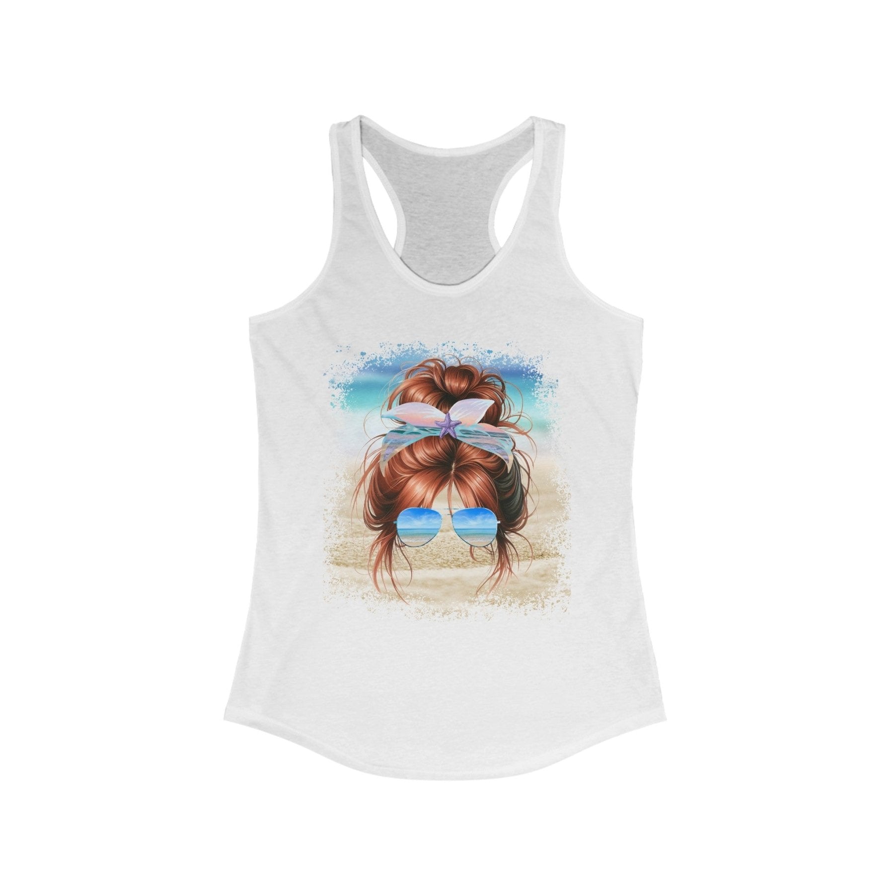 Red Hair Messy Bun, Women's Ideal Racerback Tank - Janlyn's Crafts