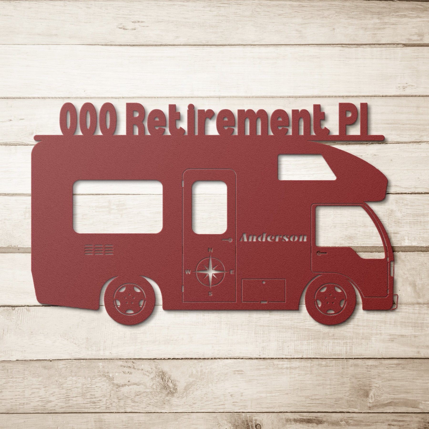 RV, Retirement Pl & Name, Metal Sign - Janlyn's Crafts