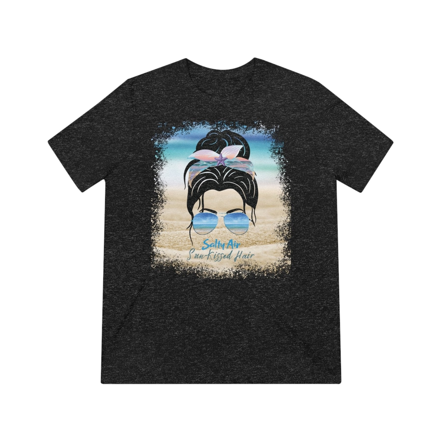 Salty Air Sun-Kissed Hair, Black Hair Messy Bun, Unisex Triblend T-Shirt - Janlyn's Crafts