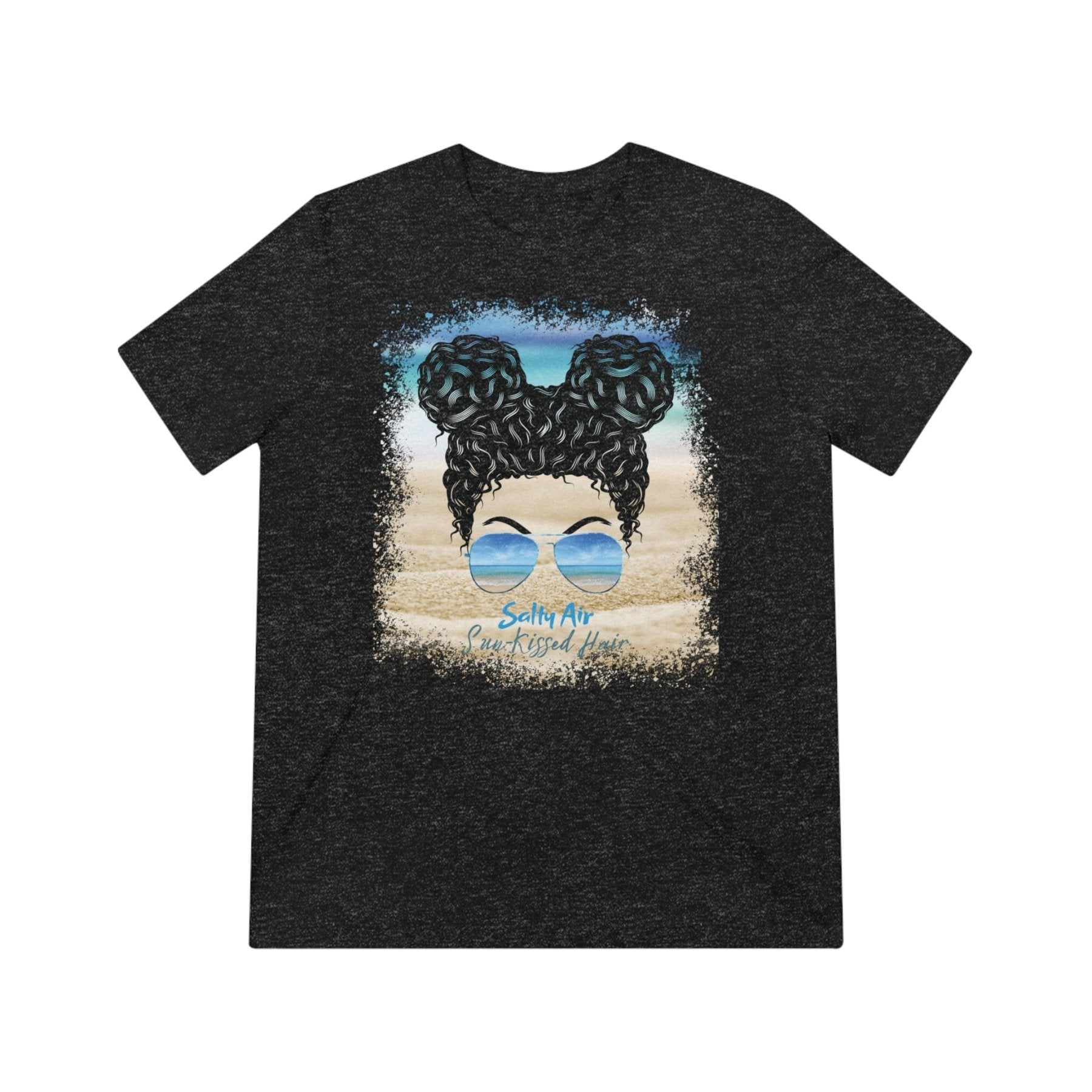 Salty Air Sun-Kissed Hair, Black Hair Messy Bun, Unisex Triblend T-Shirt - Janlyn's Crafts