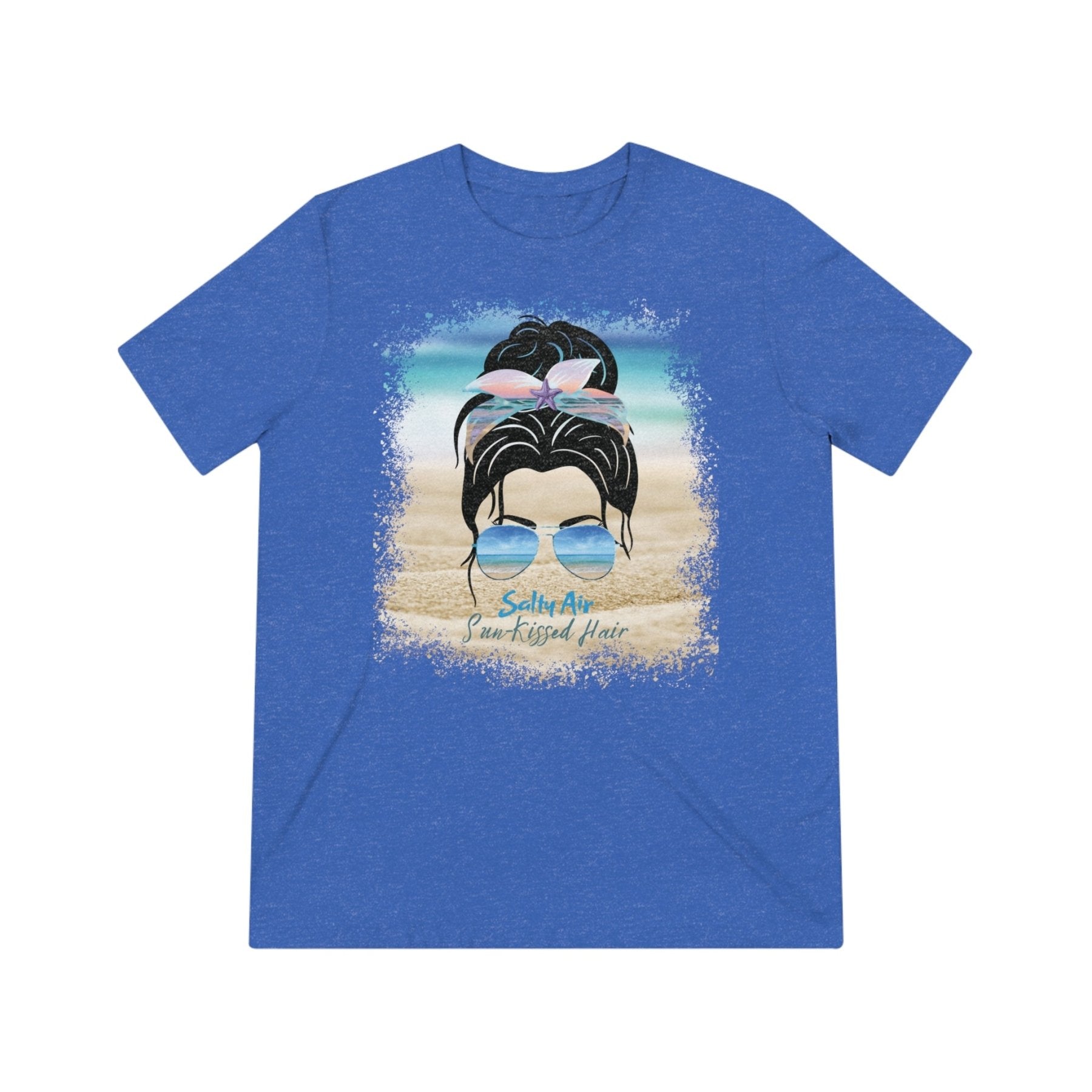 Salty Air Sun-Kissed Hair, Black Hair Messy Bun, Unisex Triblend T-Shirt - Janlyn's Crafts