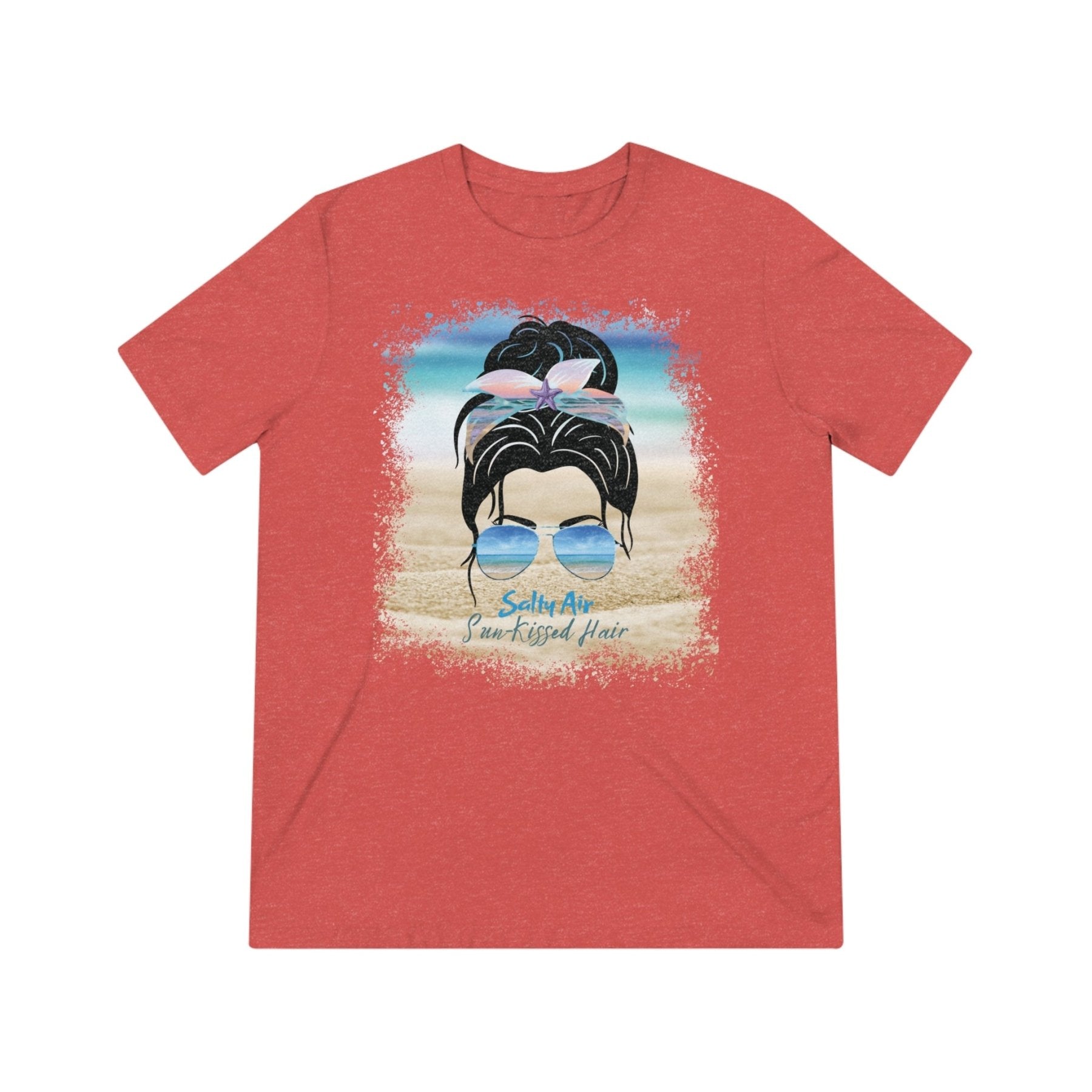 Salty Air Sun-Kissed Hair, Black Hair Messy Bun, Unisex Triblend T-Shirt - Janlyn's Crafts