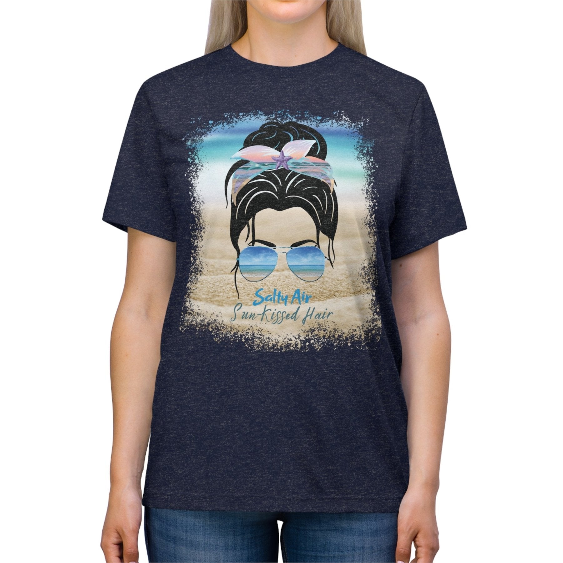 Salty Air Sun-Kissed Hair, Black Hair Messy Bun, Unisex Triblend T-Shirt - Janlyn's Crafts