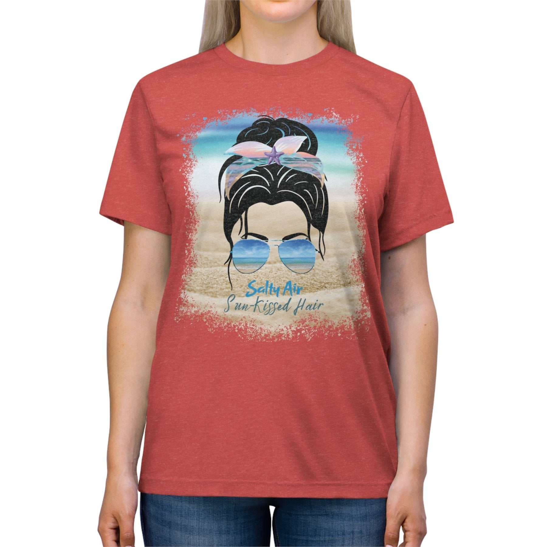 Salty Air Sun-Kissed Hair, Black Hair Messy Bun, Unisex Triblend T-Shirt - Janlyn's Crafts