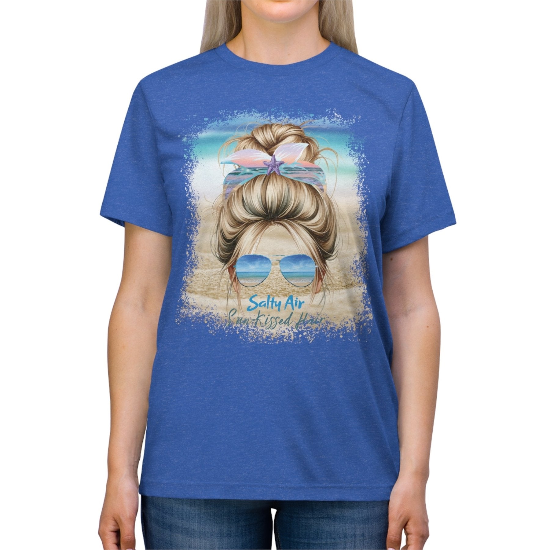 Salty Air Sun-Kissed Hair, Blond Hair Messy Bun, Unisex Triblend T-Shirt - Janlyn's Crafts