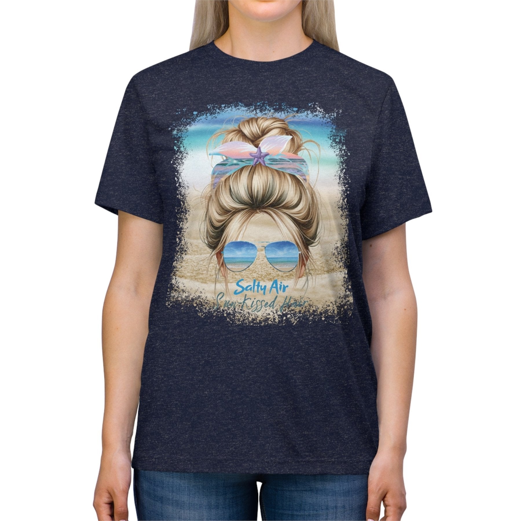 Salty Air Sun-Kissed Hair, Blond Hair Messy Bun, Unisex Triblend T-Shirt - Janlyn's Crafts