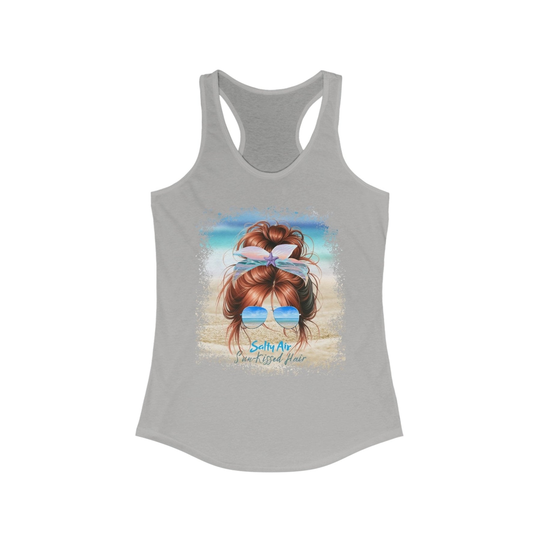 Salty Air Sun - Kissed Hair, Red Hair Messy Bun, Women's Ideal Racerback Tank - Janlyn's Crafts