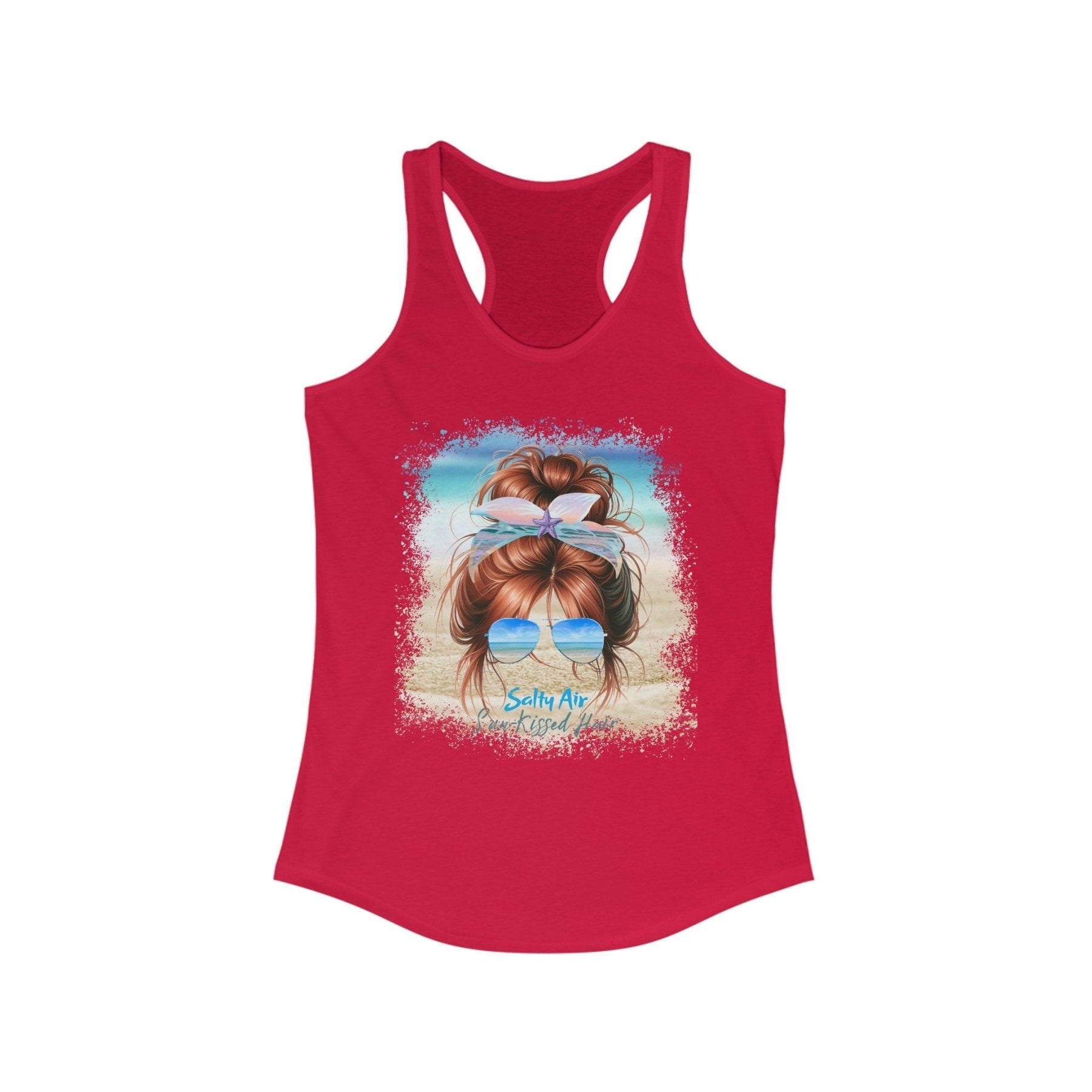 Salty Air Sun - Kissed Hair, Red Hair Messy Bun, Women's Ideal Racerback Tank - Janlyn's Crafts