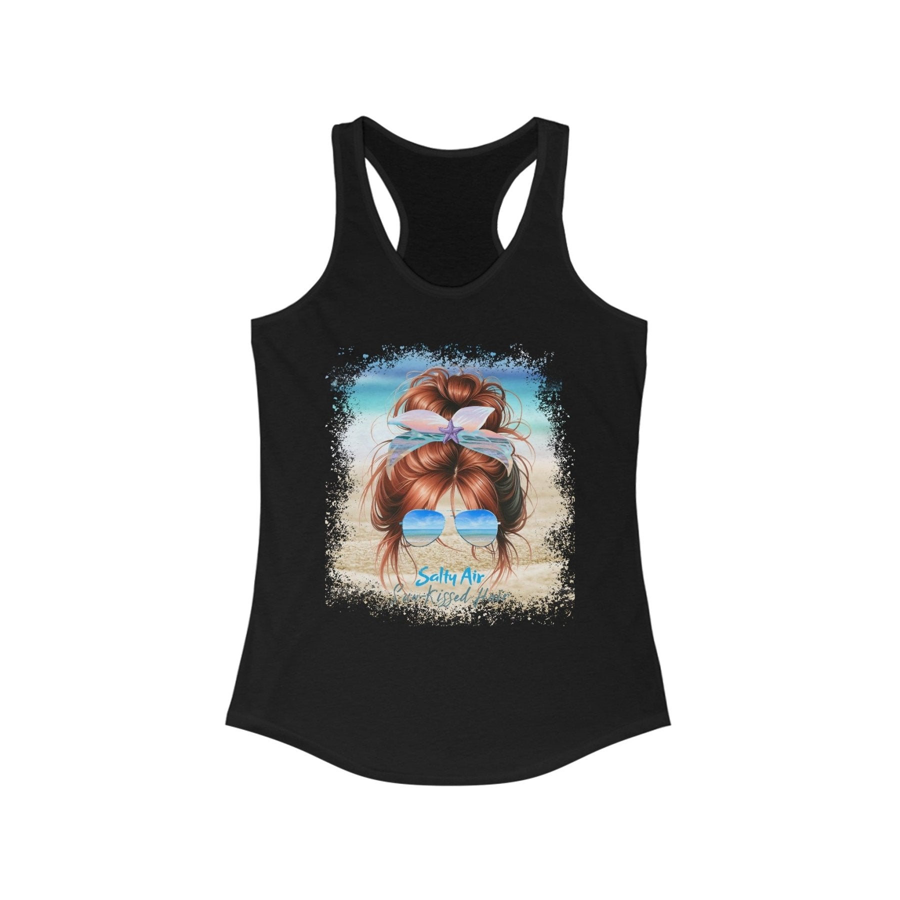 Salty Air Sun - Kissed Hair, Red Hair Messy Bun, Women's Ideal Racerback Tank - Janlyn's Crafts