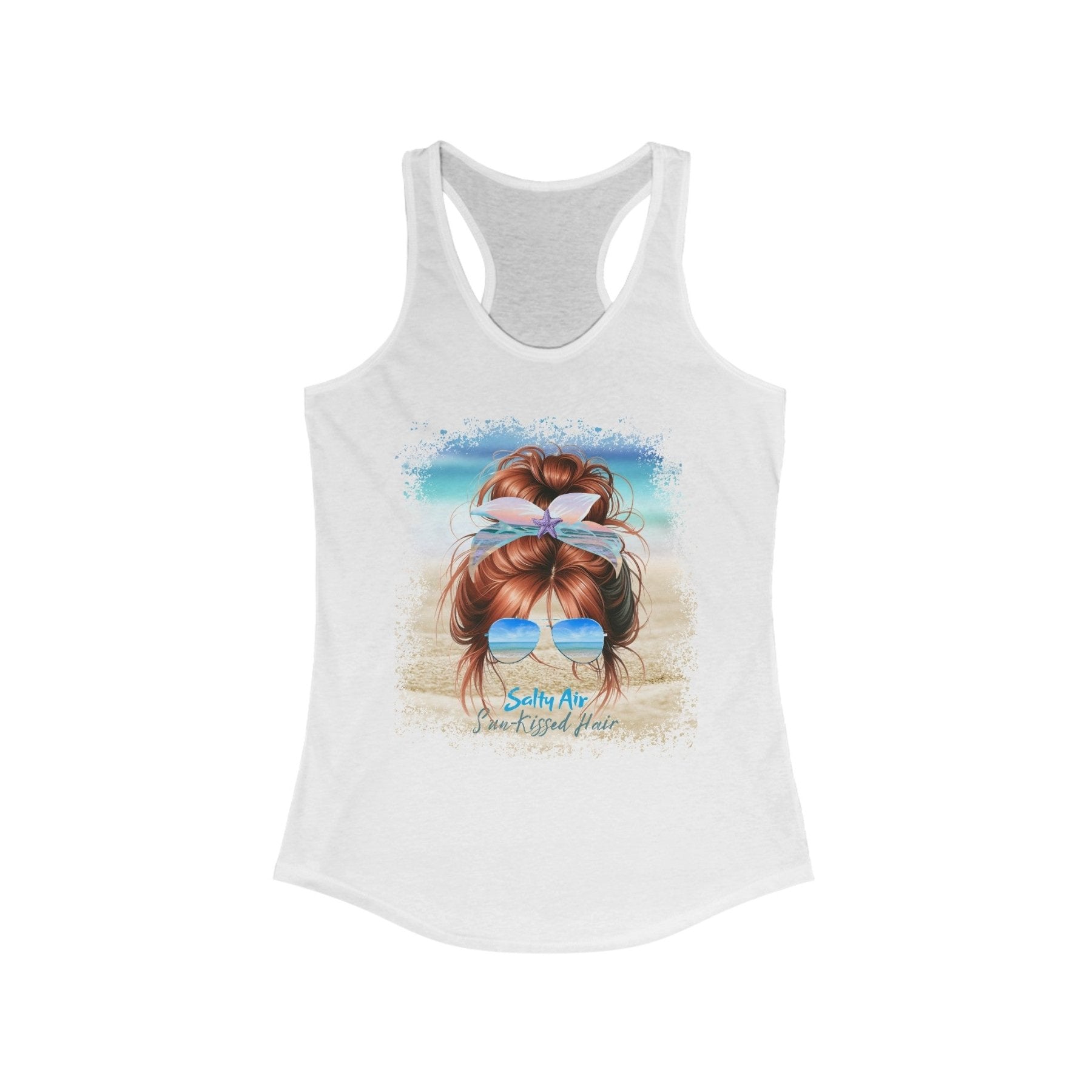 Salty Air Sun - Kissed Hair, Red Hair Messy Bun, Women's Ideal Racerback Tank - Janlyn's Crafts