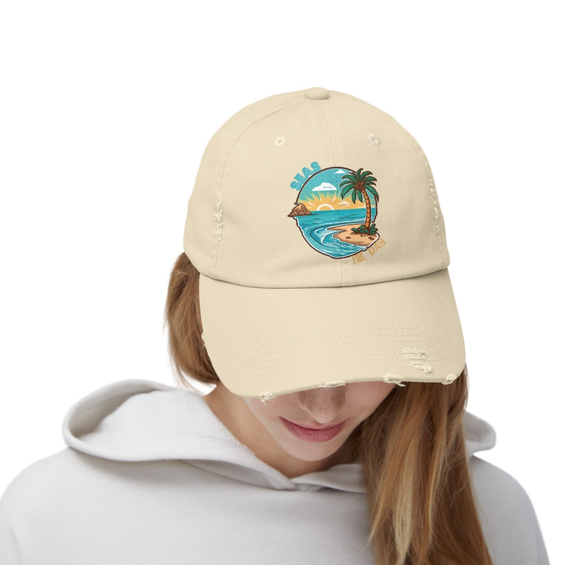 Seas the Day, Unisex Distressed Cap - Janlyn's Crafts