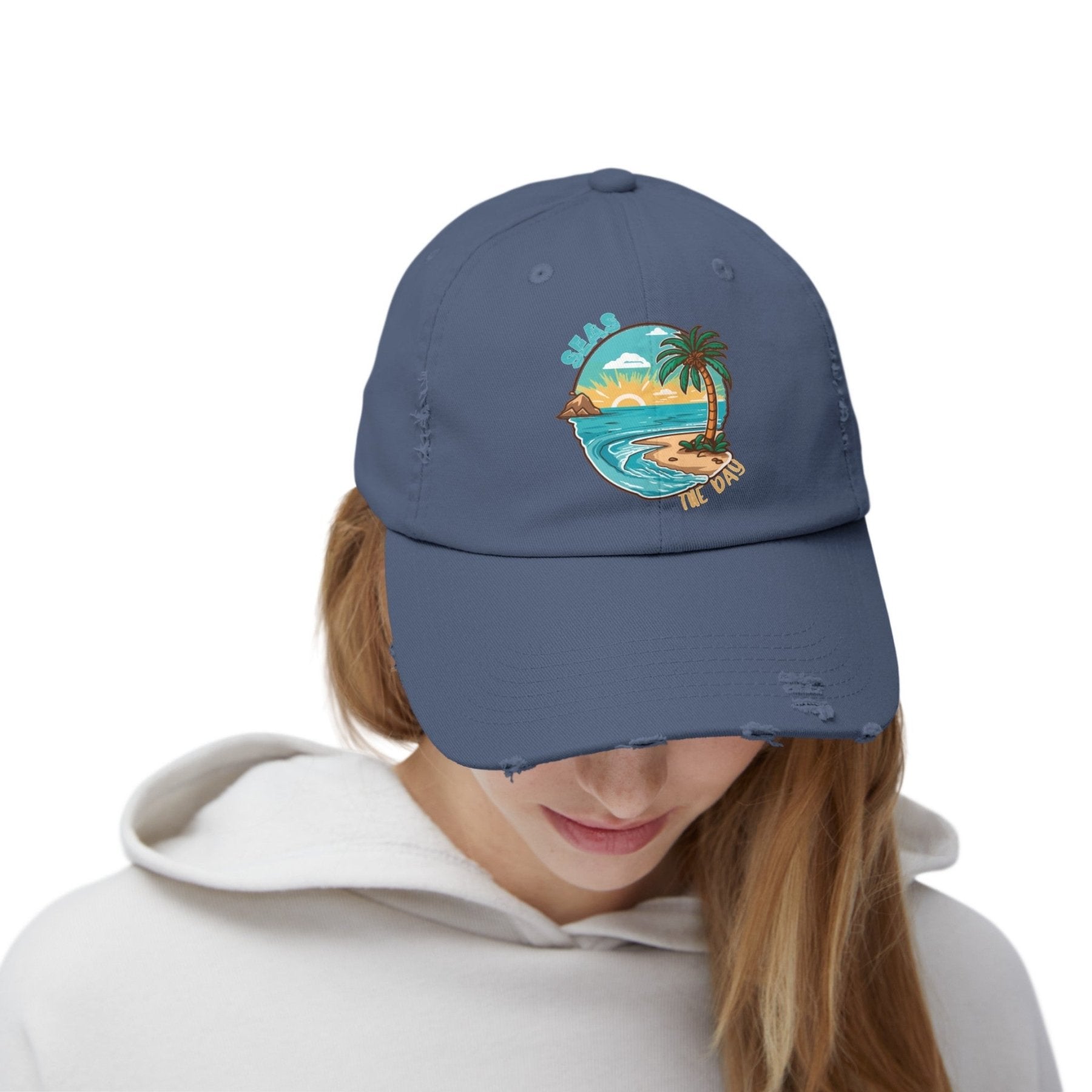 Seas the Day, Unisex Distressed Cap - Janlyn's Crafts