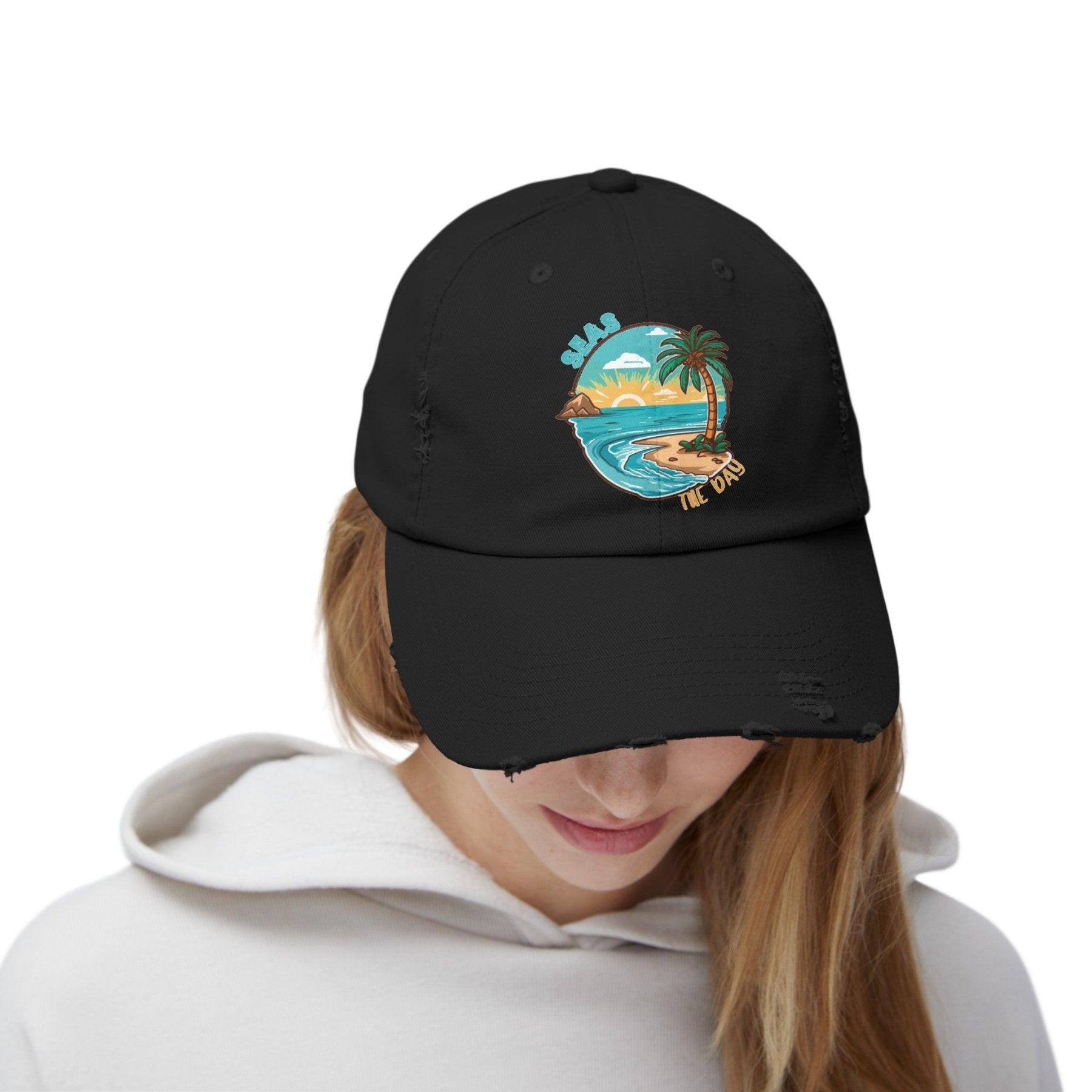 Seas the Day, Unisex Distressed Cap - Janlyn's Crafts