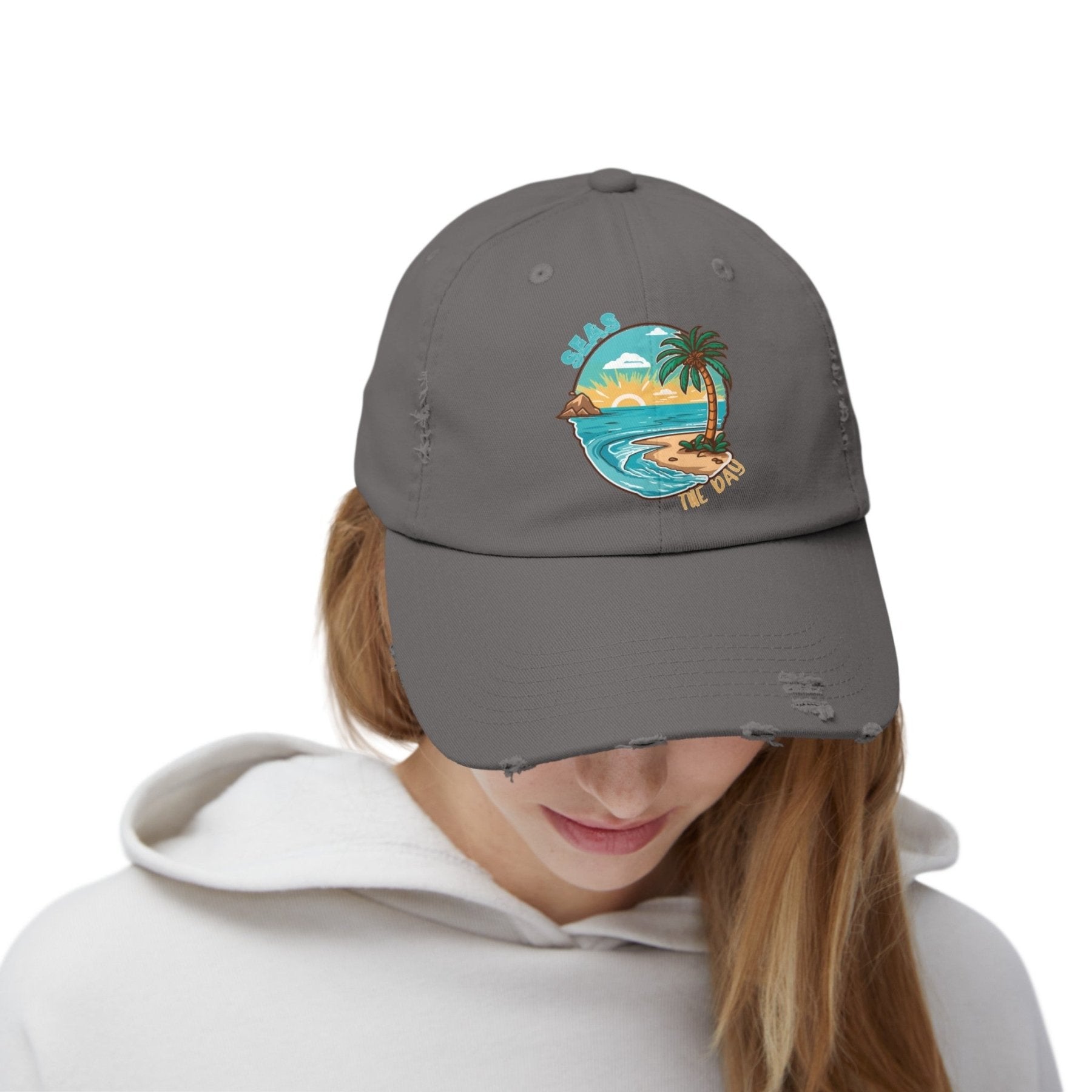 Seas the Day, Unisex Distressed Cap - Janlyn's Crafts