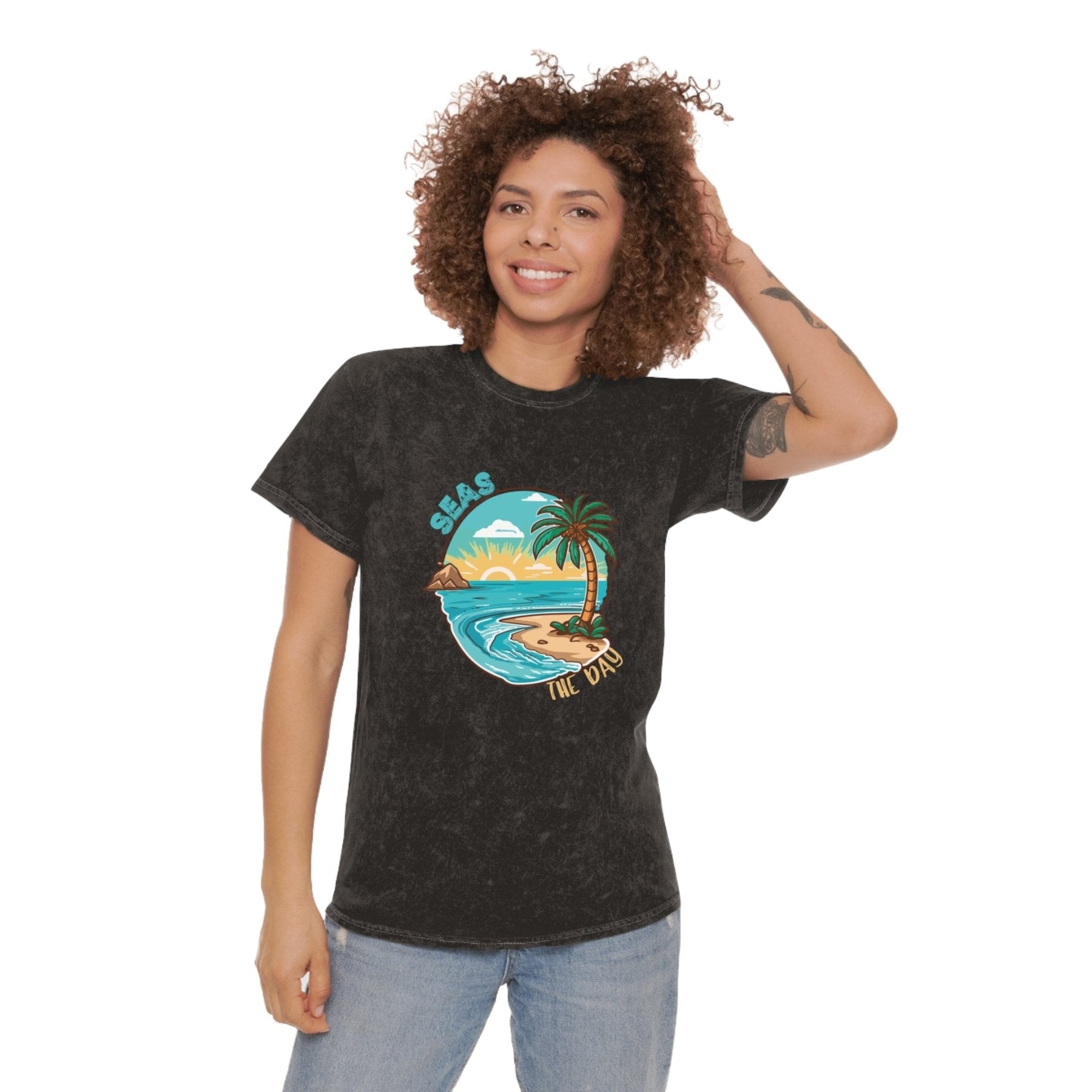 Seas the Day, Unisex Mineral Wash T - Shirt - Janlyn's Crafts