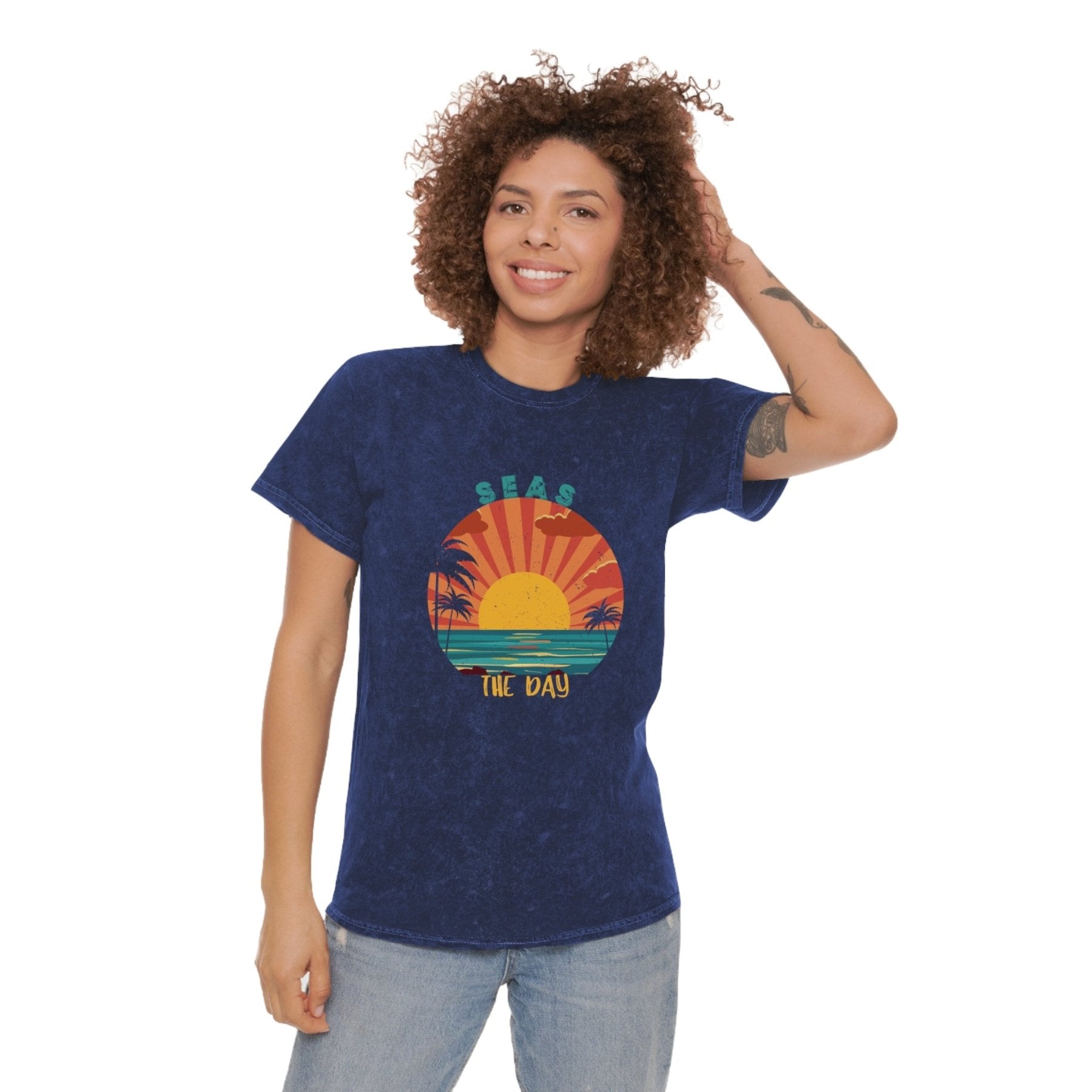 Seas the Day, Unisex Mineral Wash T - Shirt - Janlyn's Crafts