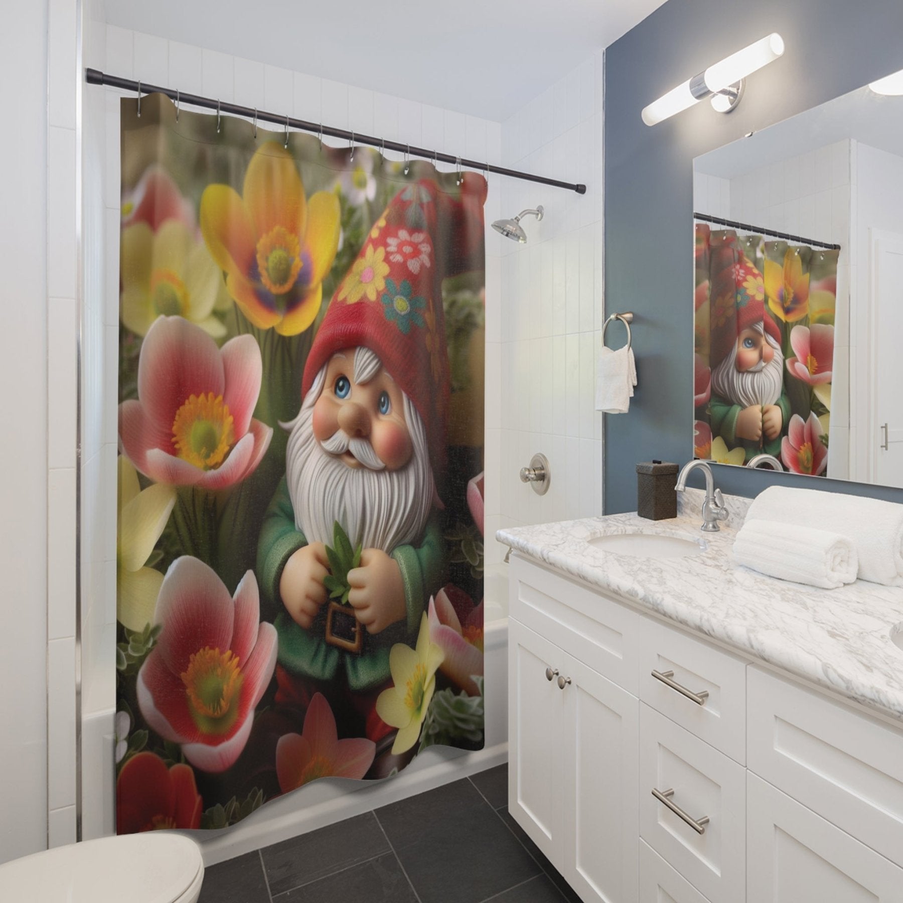 Shower Curtain, Gnome [13] - Janlyn's Crafts