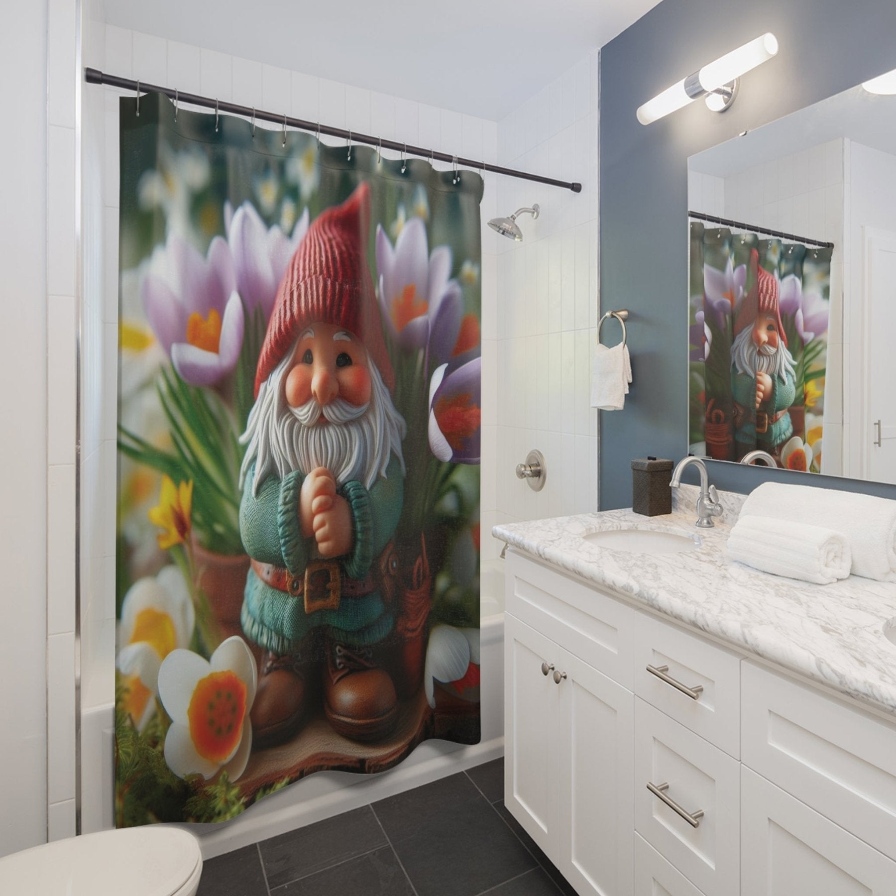 Shower Curtain, Gnome [17] - Janlyn's Crafts