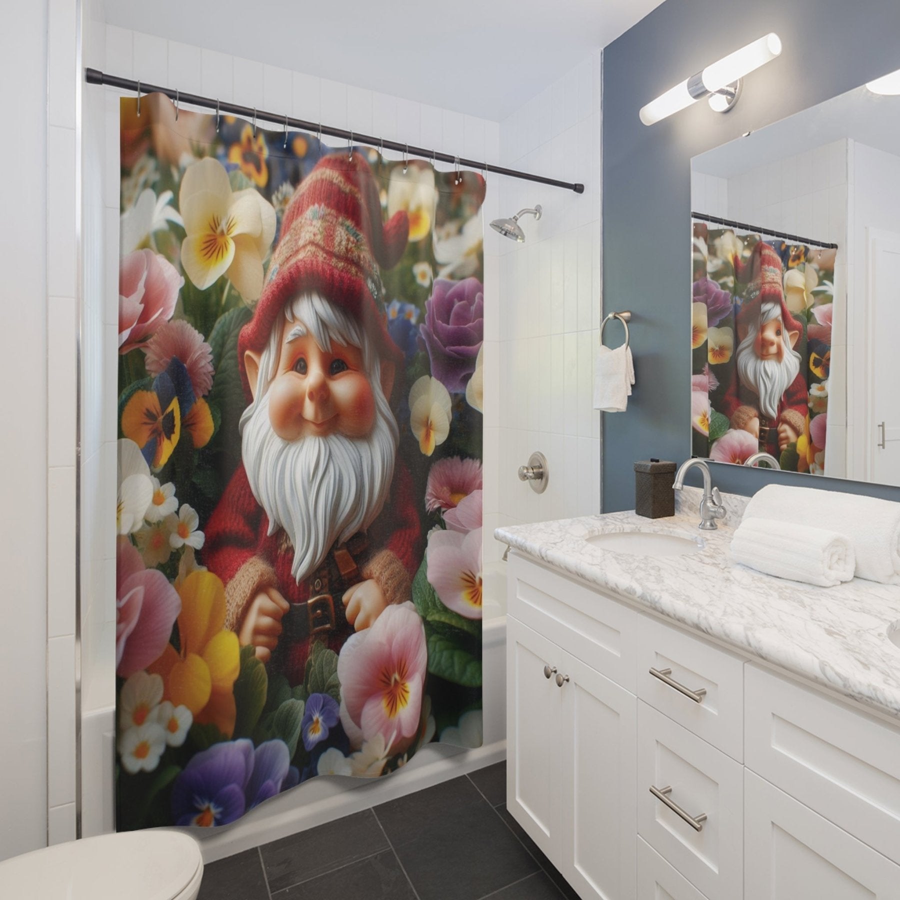 Shower Curtain, Gnome [2] - Janlyn's Crafts