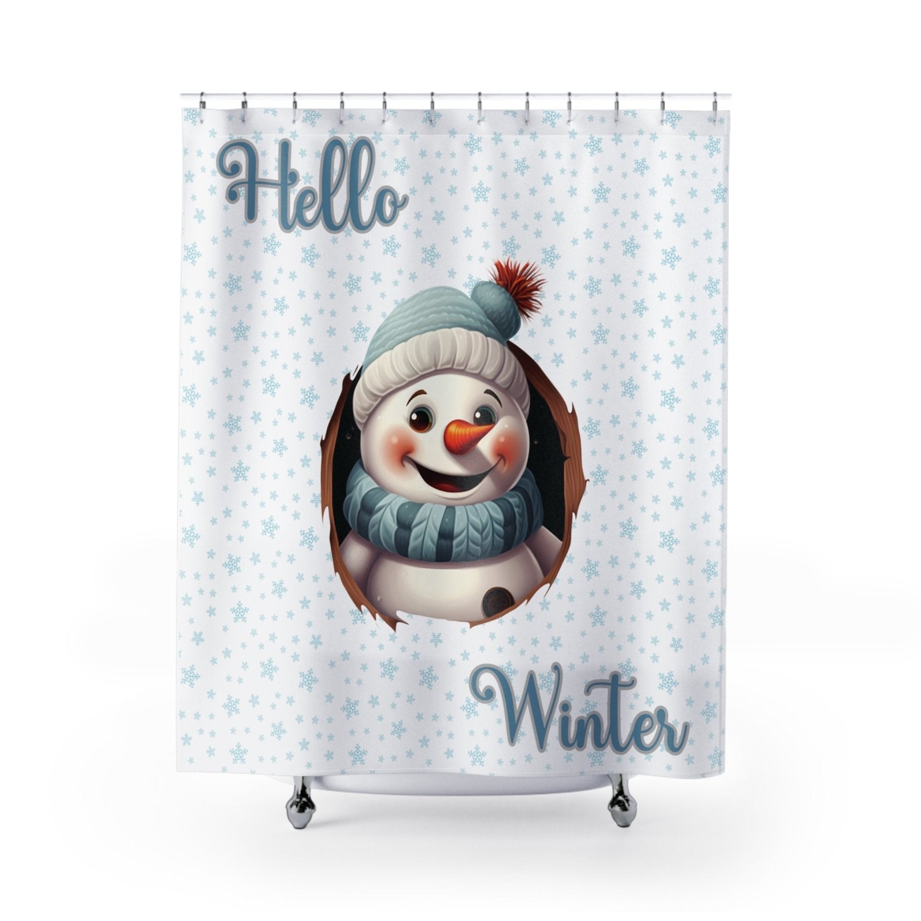 Shower Curtain, Snowman, Winter, Hello Winter, White, Snowman 1 - Janlyn's Crafts