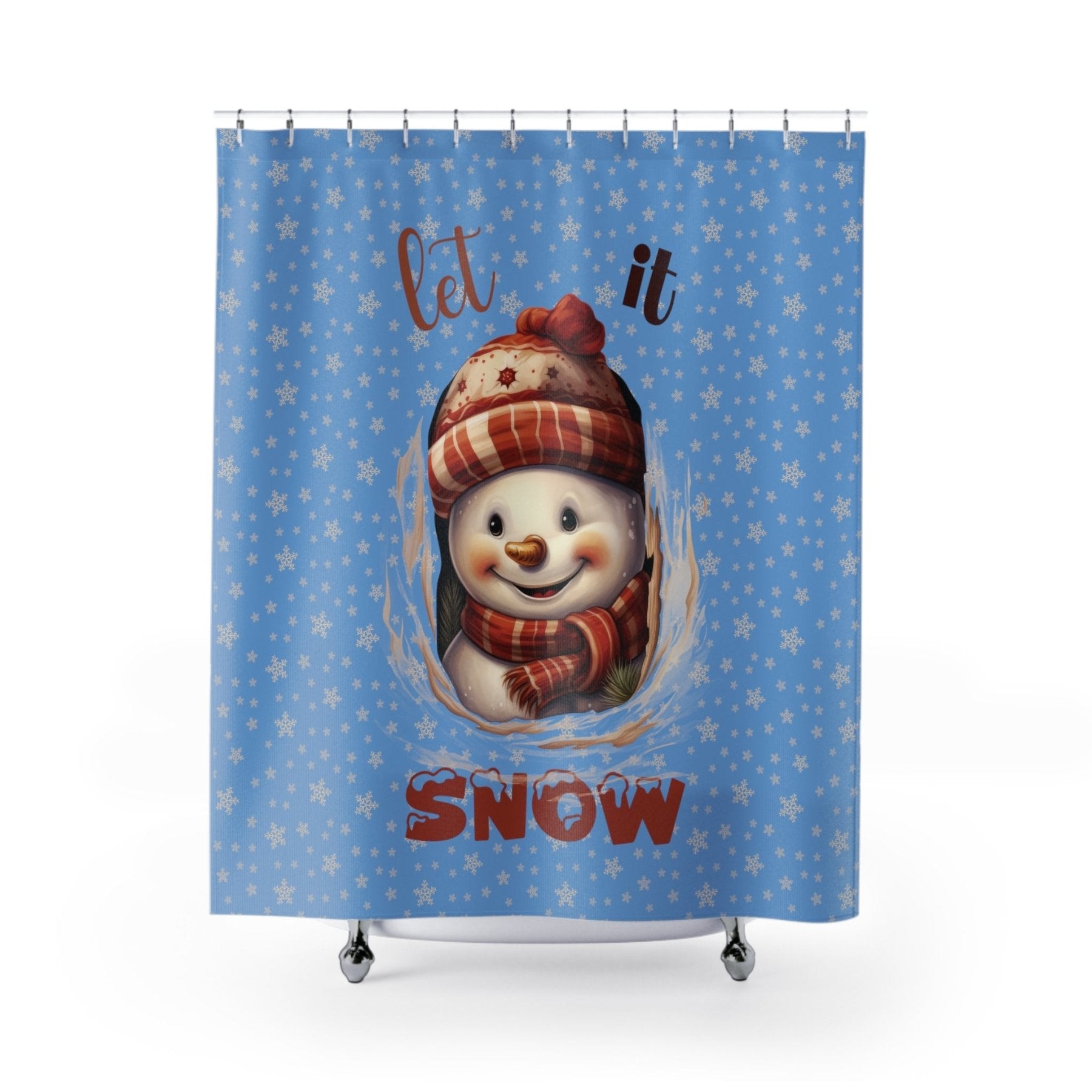 Shower Curtain, Snowman, Winter, Let it Snow, Light Blue, Snowman 3 - Janlyn's Crafts