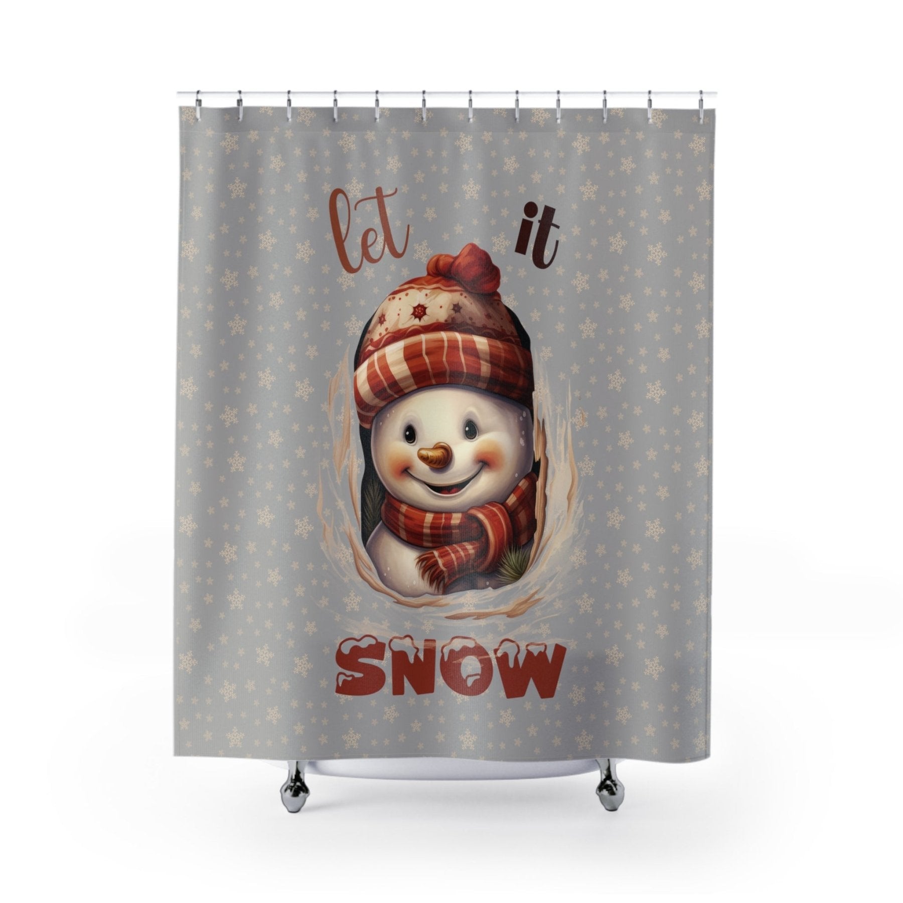 Shower Curtain, Snowman, Winter, Let it Snow, Light Gray, Snowman 3 - Janlyn's Crafts