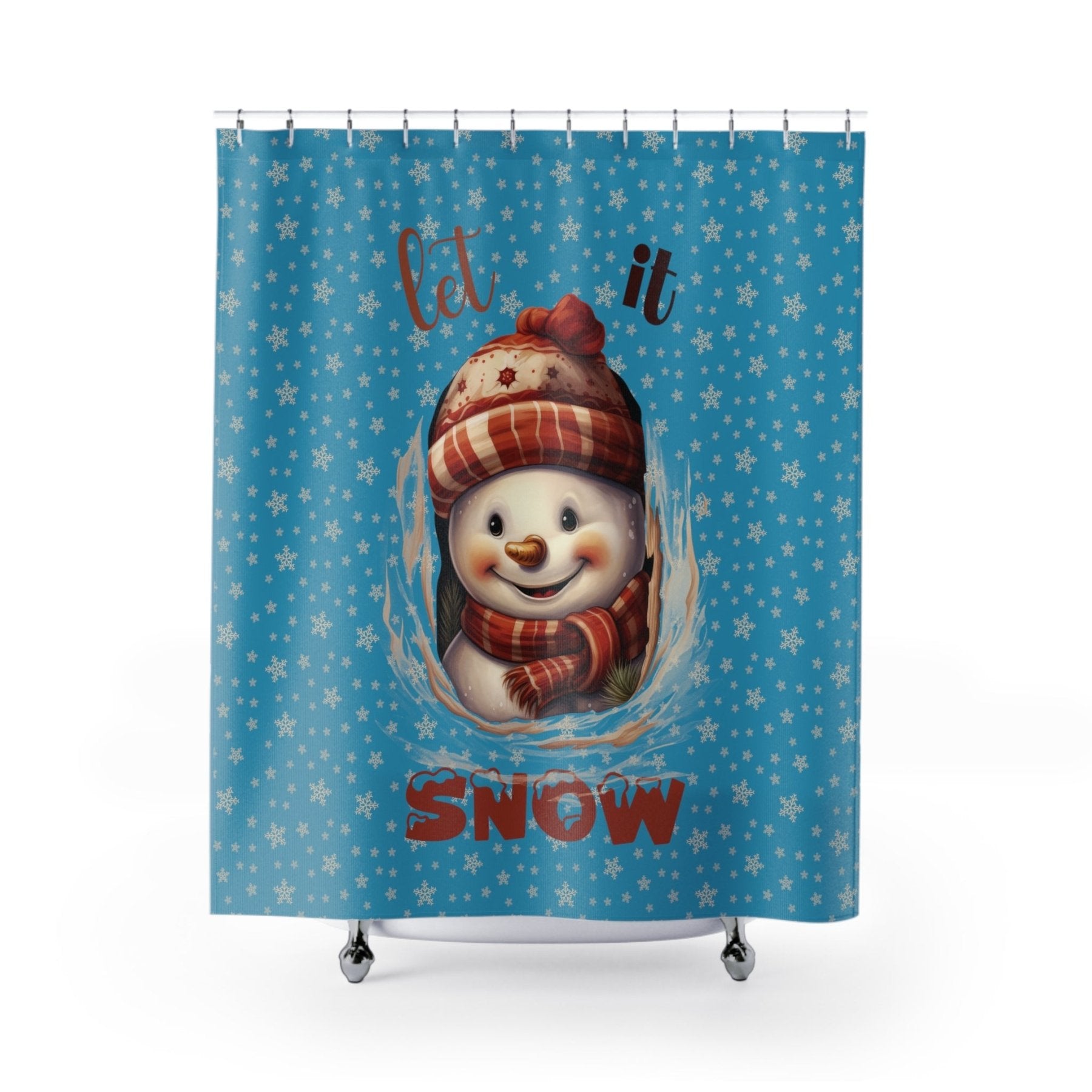 Shower Curtain, Snowman, Winter, Let it Snow, Turquoise, Snowman 3 - Janlyn's Crafts