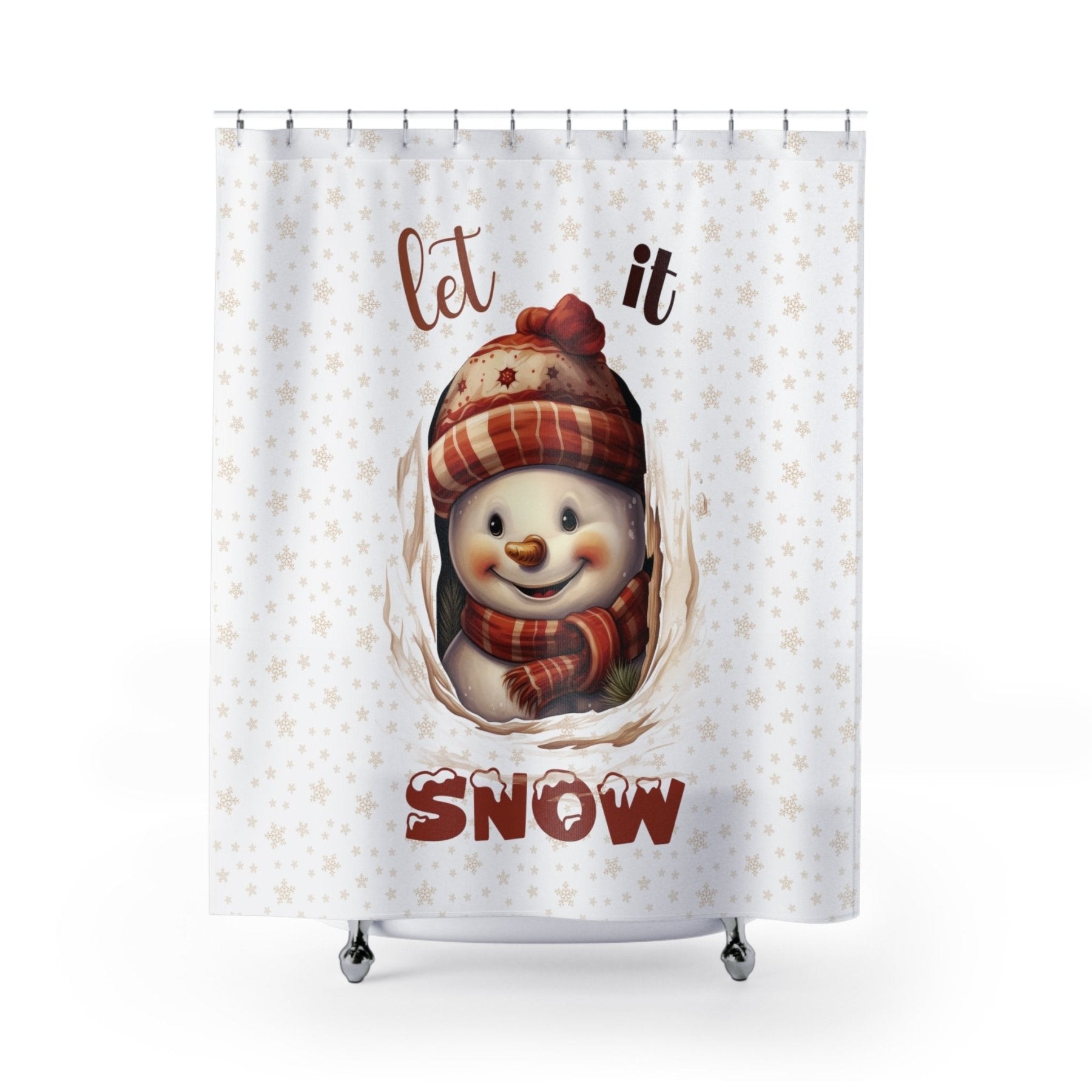 Shower Curtain, Snowman, Winter, Let it Snow, White, Snowman 3 - Janlyn's Crafts