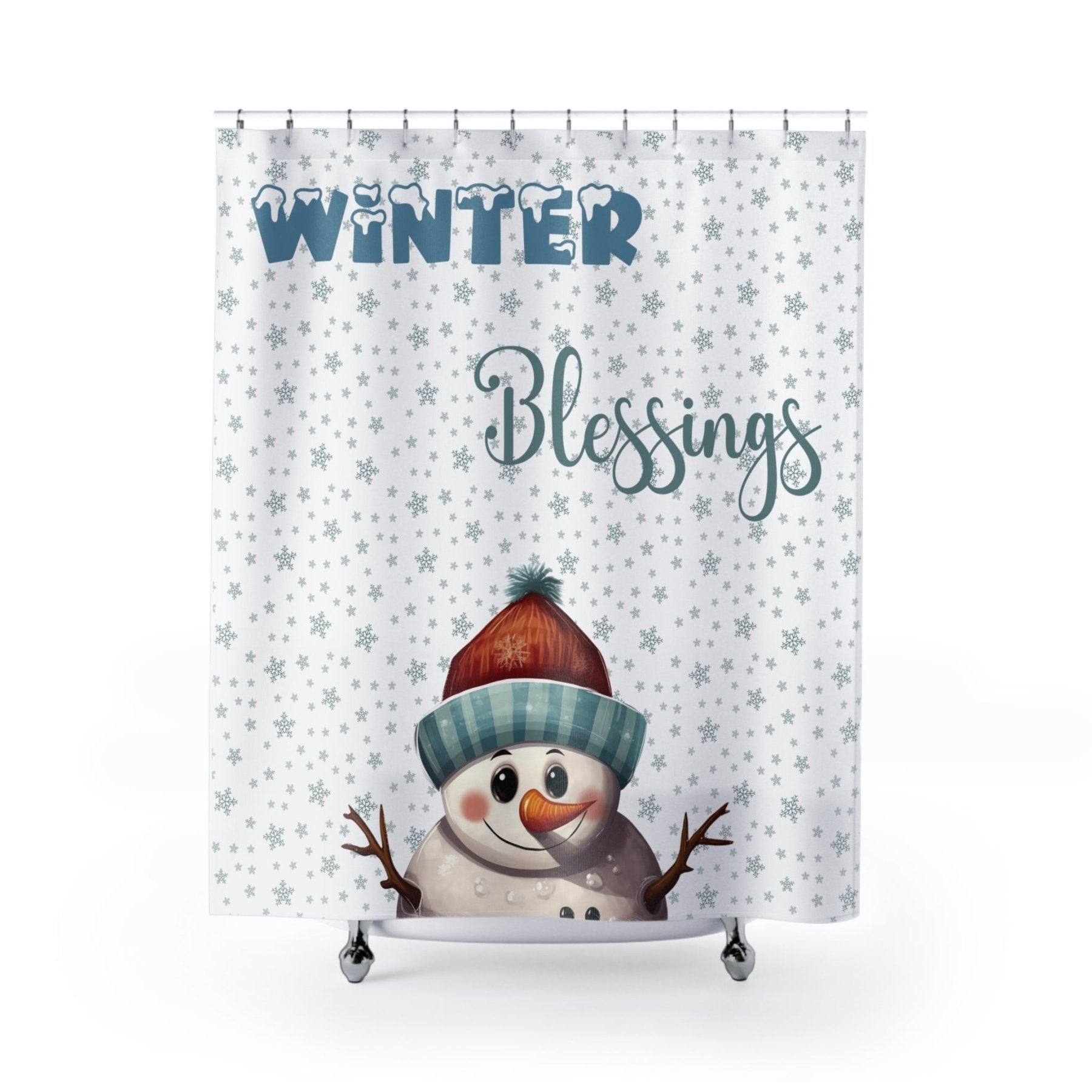 Shower Curtain, Snowman, Winter, Winter Blessings, Snowman 4 - Janlyn's Crafts