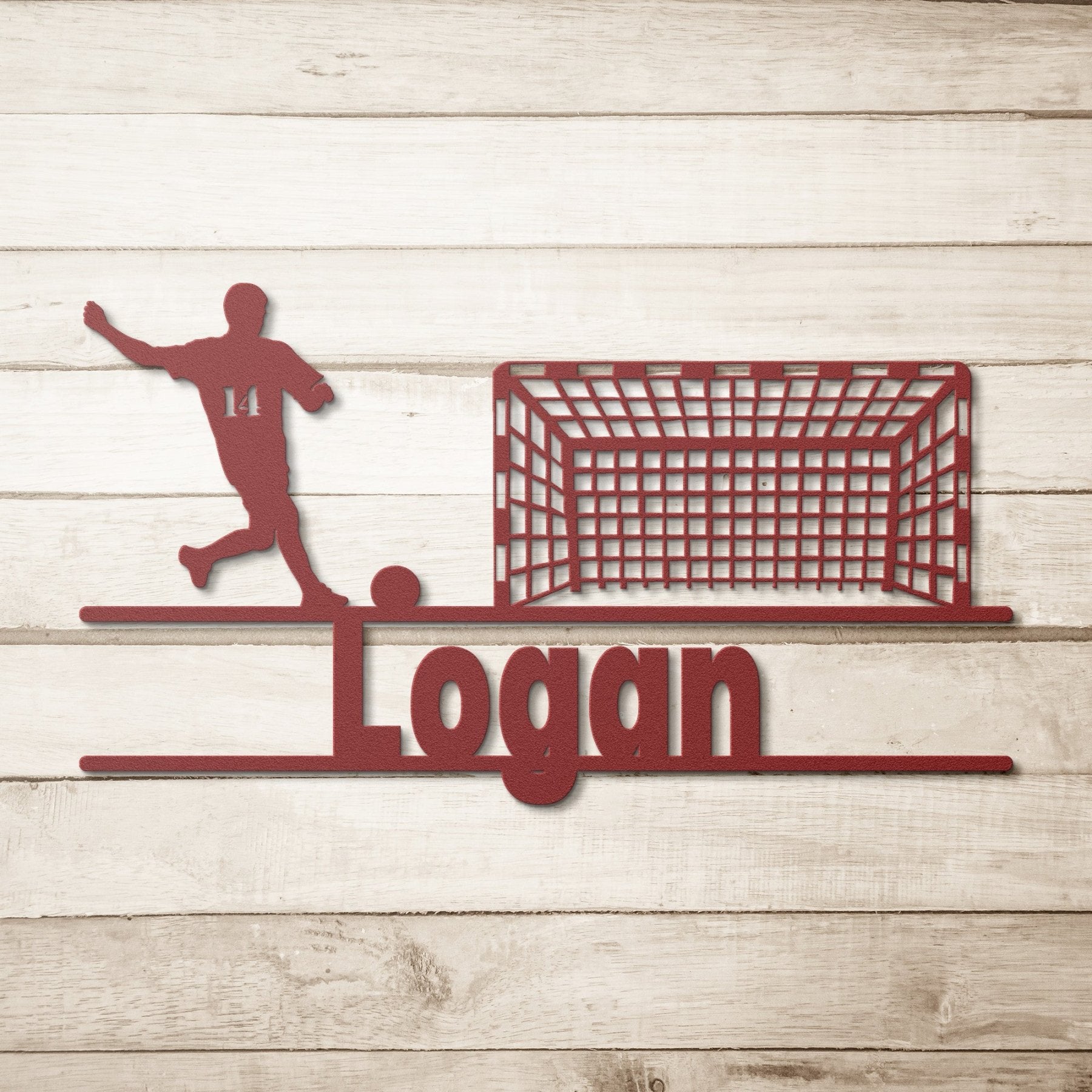 Soccer, Boy with Name & Player #, Metal Sign - Janlyn's Crafts