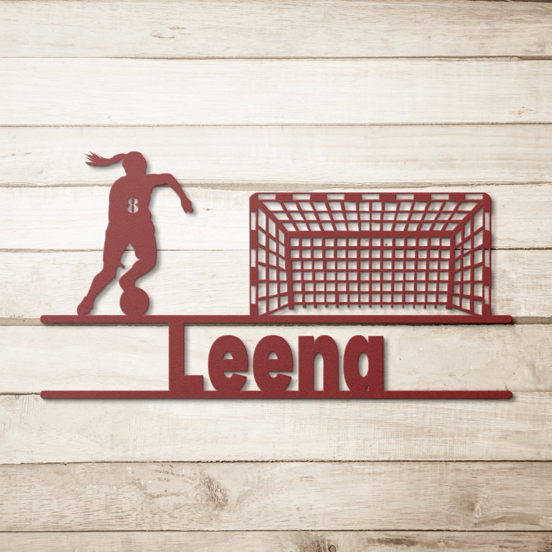 Soccer, Girl with Name & Player #, Metal Sign - Janlyn's Crafts