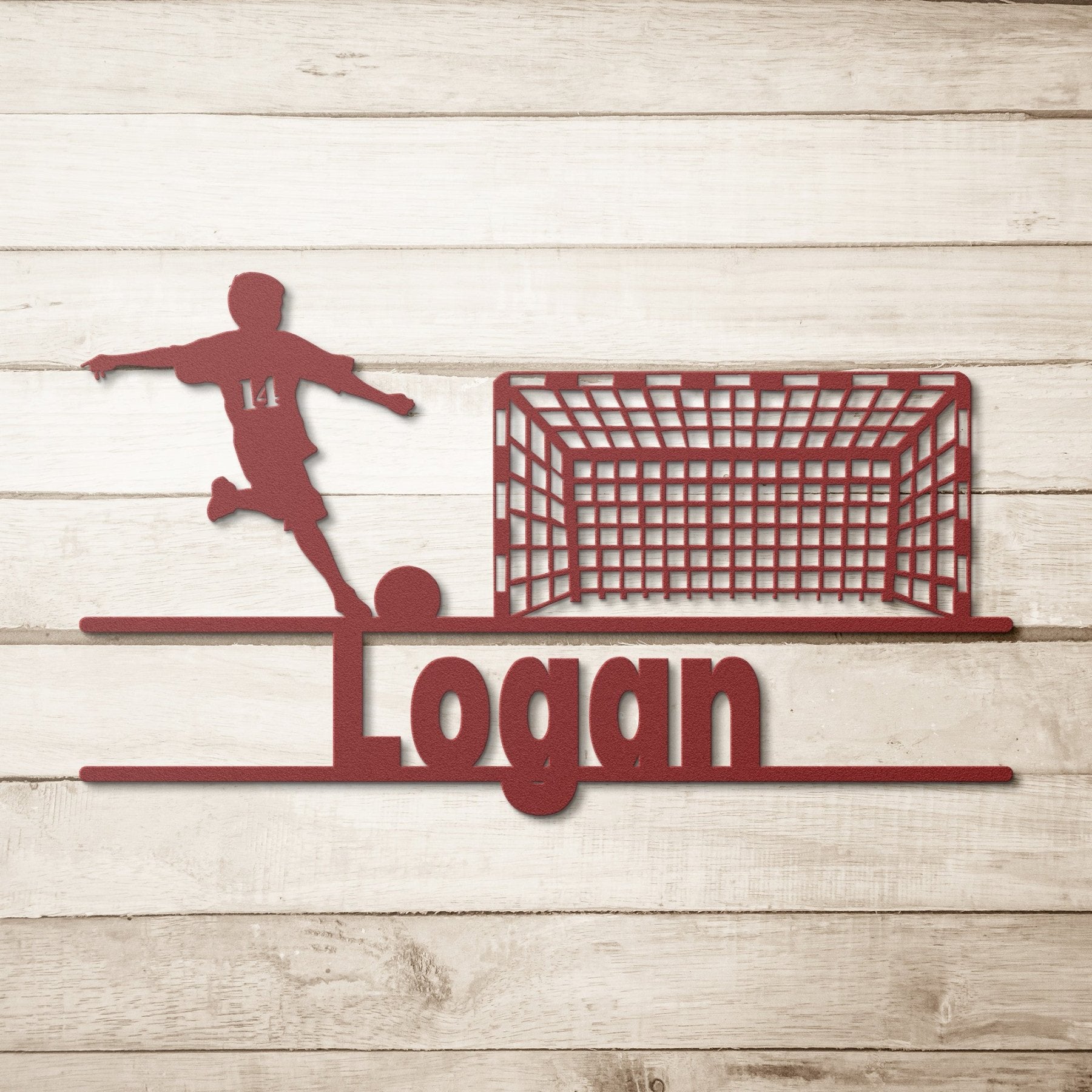 Soccer, Young Boy with Name & Player #, Metal Sign - Janlyn's Crafts