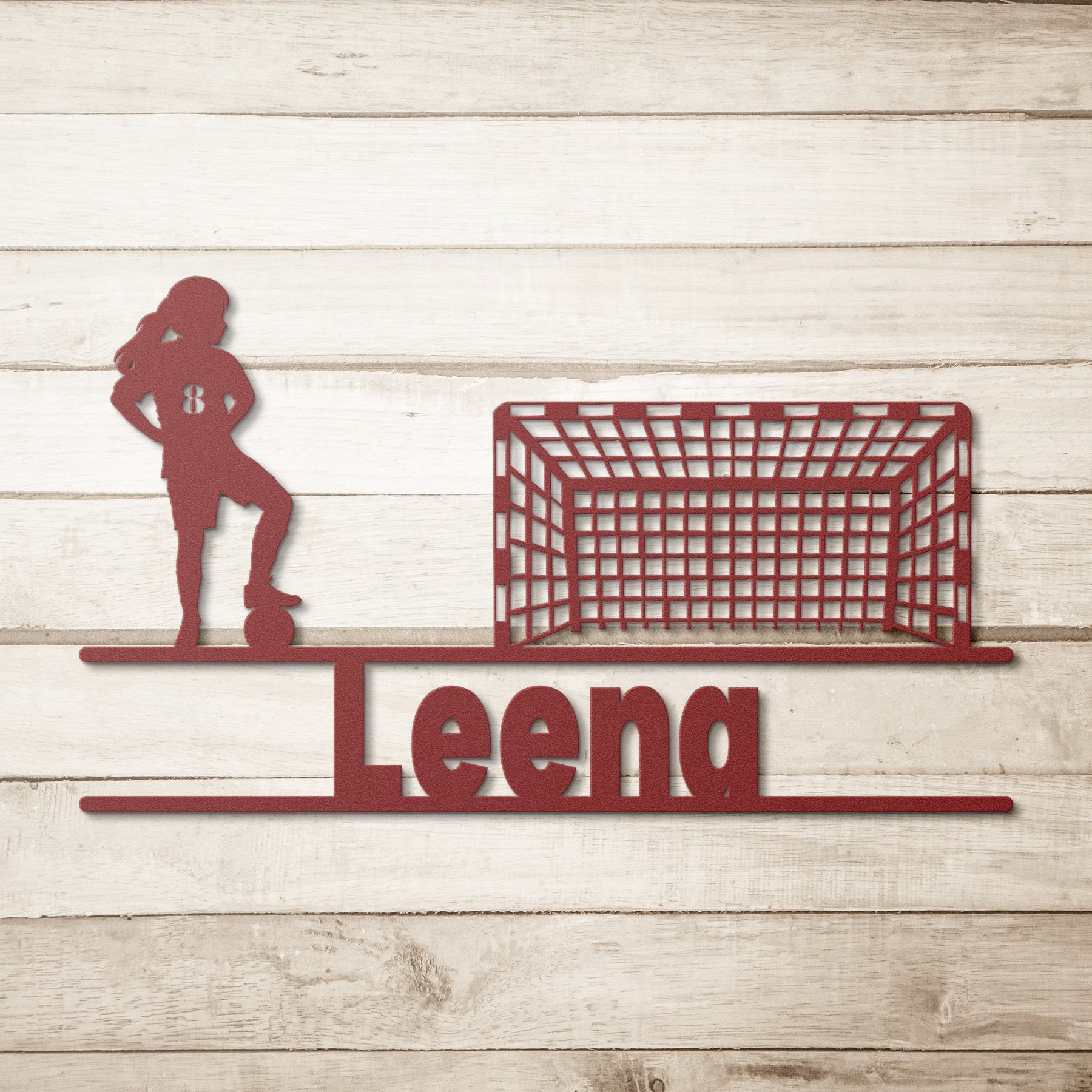 Soccer, Young Girl with Name & Player #, Metal Sign - Janlyn's Crafts