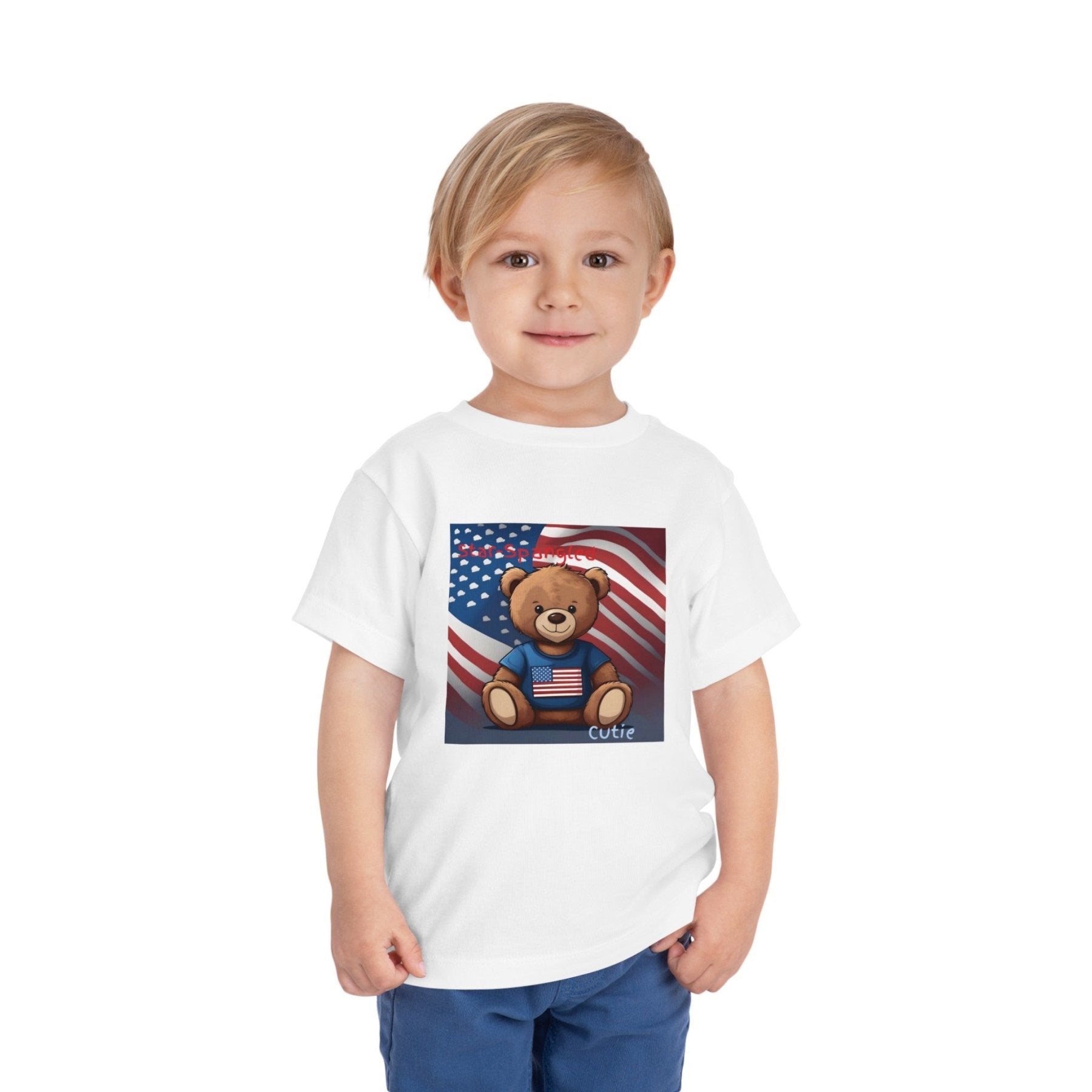 Star Spangled Cutie, Toddler Short Sleeve Tee, 2T-5T - Janlyn's Crafts