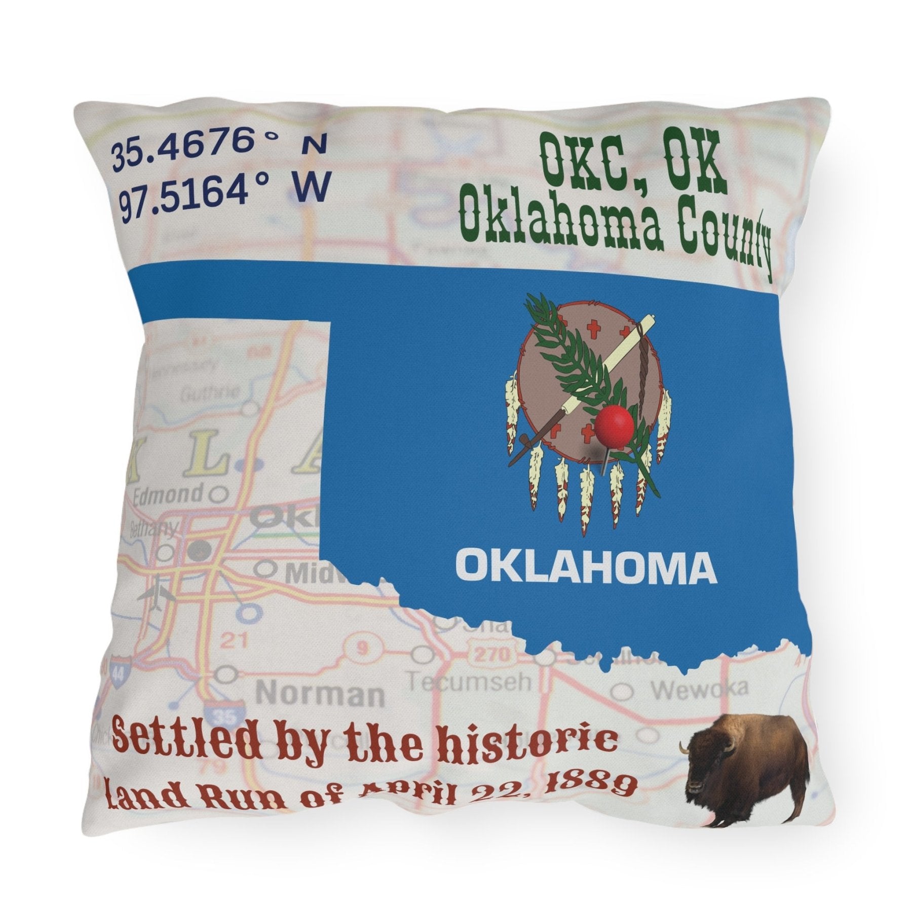 State Location Personalized Outdoor Pillow, Pictures Shown are Examples - Janlyn's Crafts