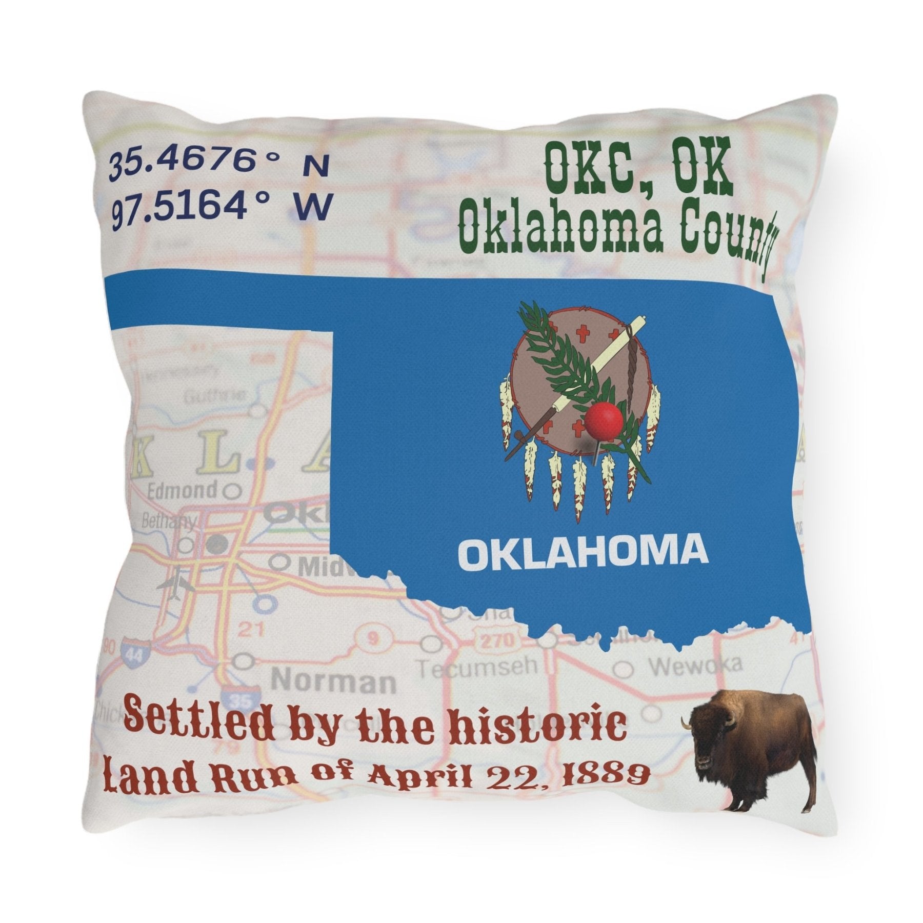 State Location Personalized Outdoor Pillow, Pictures Shown are Examples - Janlyn's Crafts