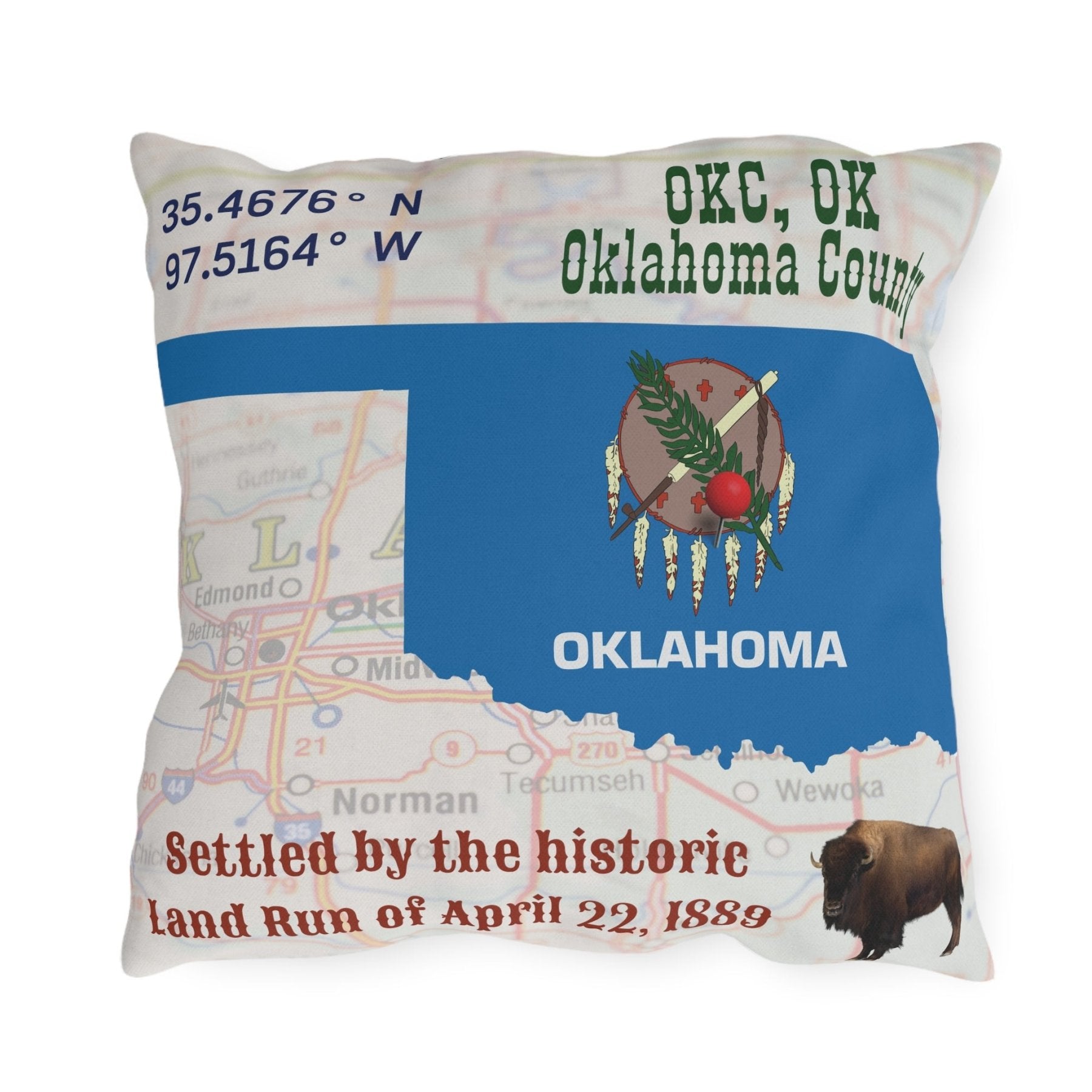 State Location Personalized Outdoor Pillow, Pictures Shown are Examples - Janlyn's Crafts