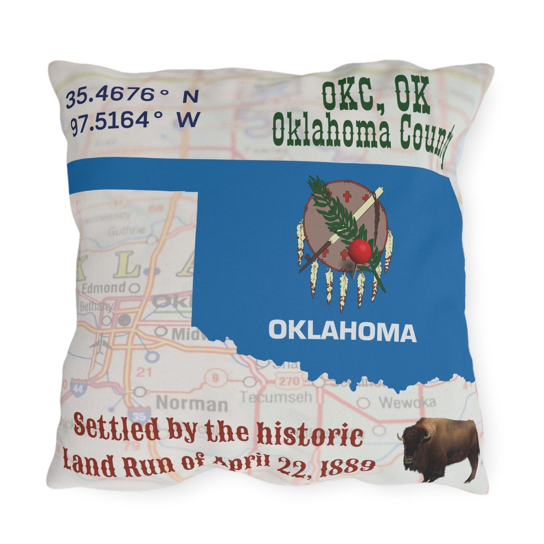 State Location Personalized Outdoor Pillow, Pictures Shown are Examples - Janlyn's Crafts