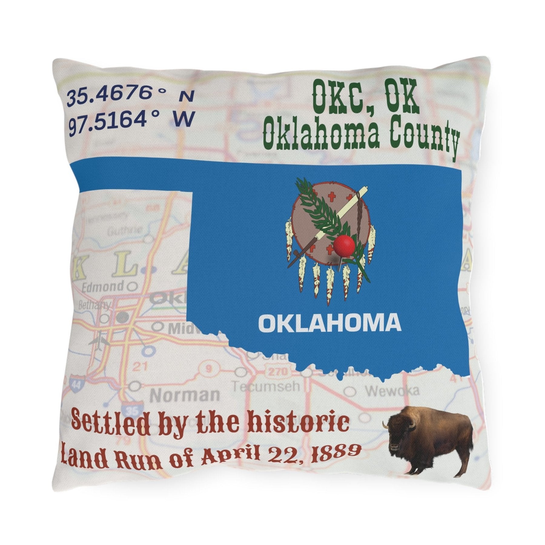 State Location Personalized Outdoor Pillow, Pictures Shown are Examples - Janlyn's Crafts