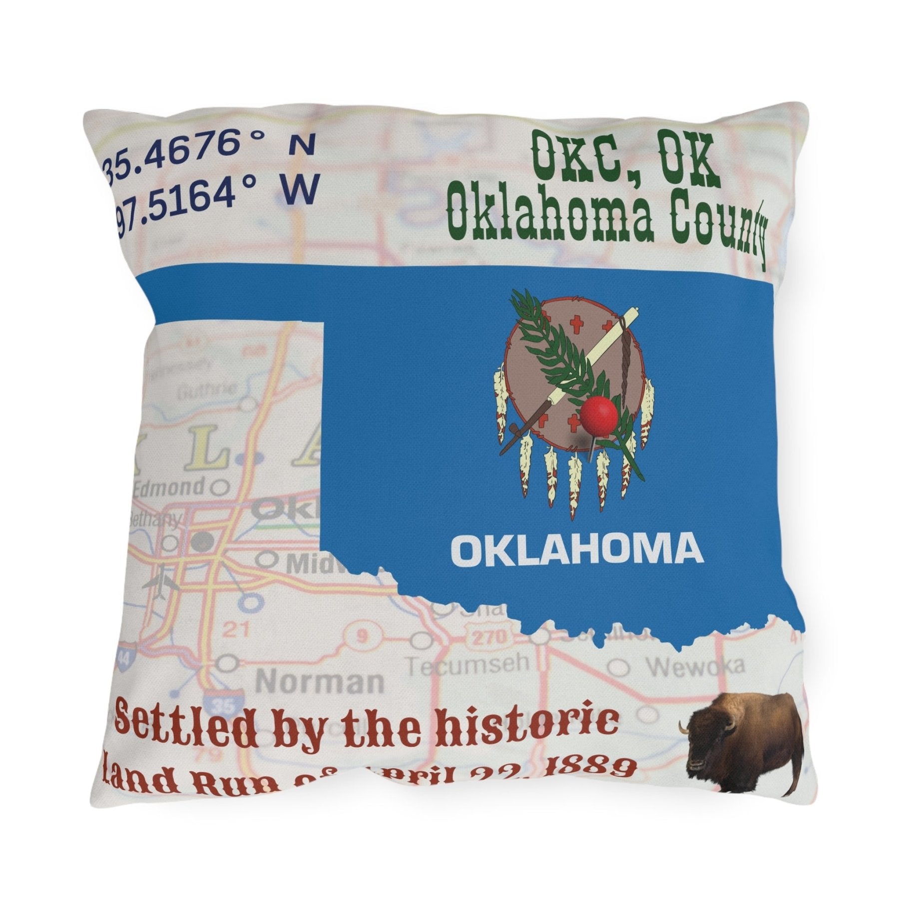 State Location Personalized Outdoor Pillow, Pictures Shown are Examples - Janlyn's Crafts